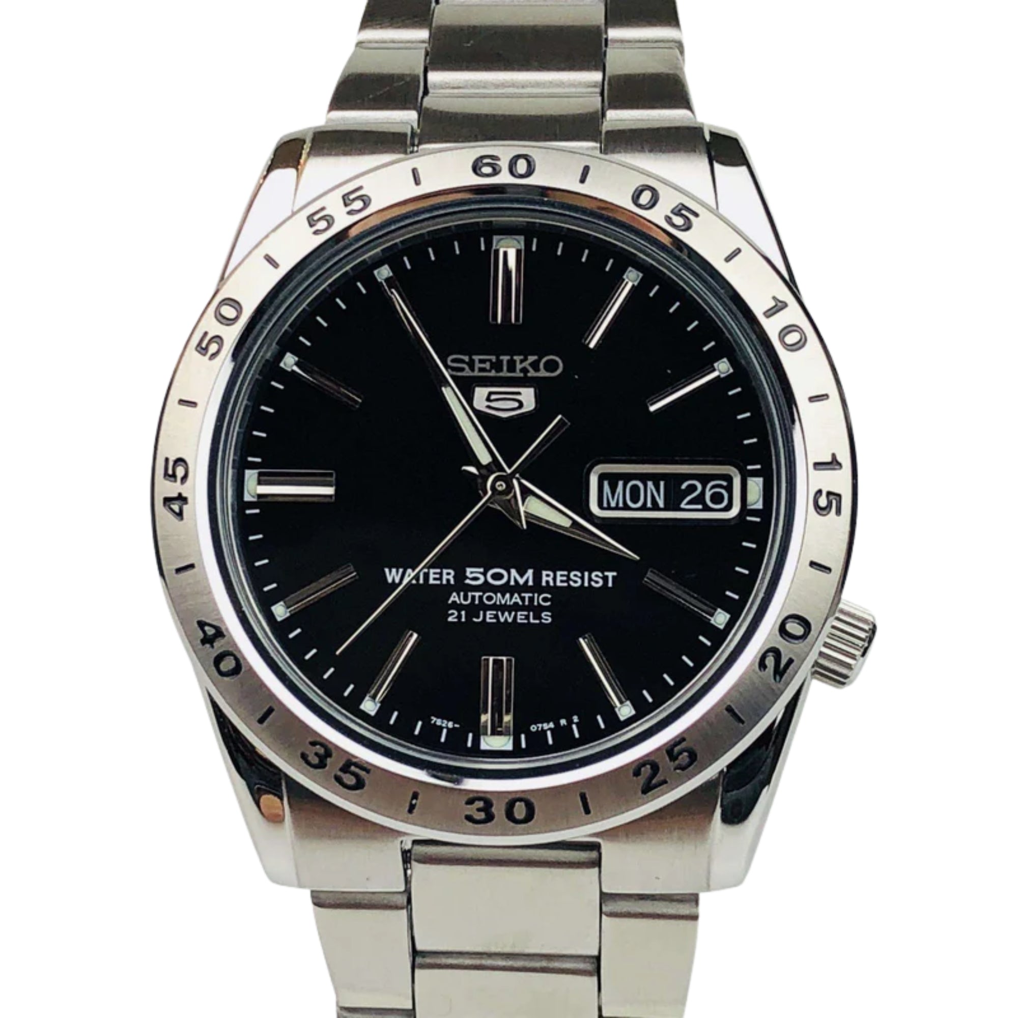Seiko 5 Automatic Black Dial Stainless Steel Men's Watch SNKE01K1