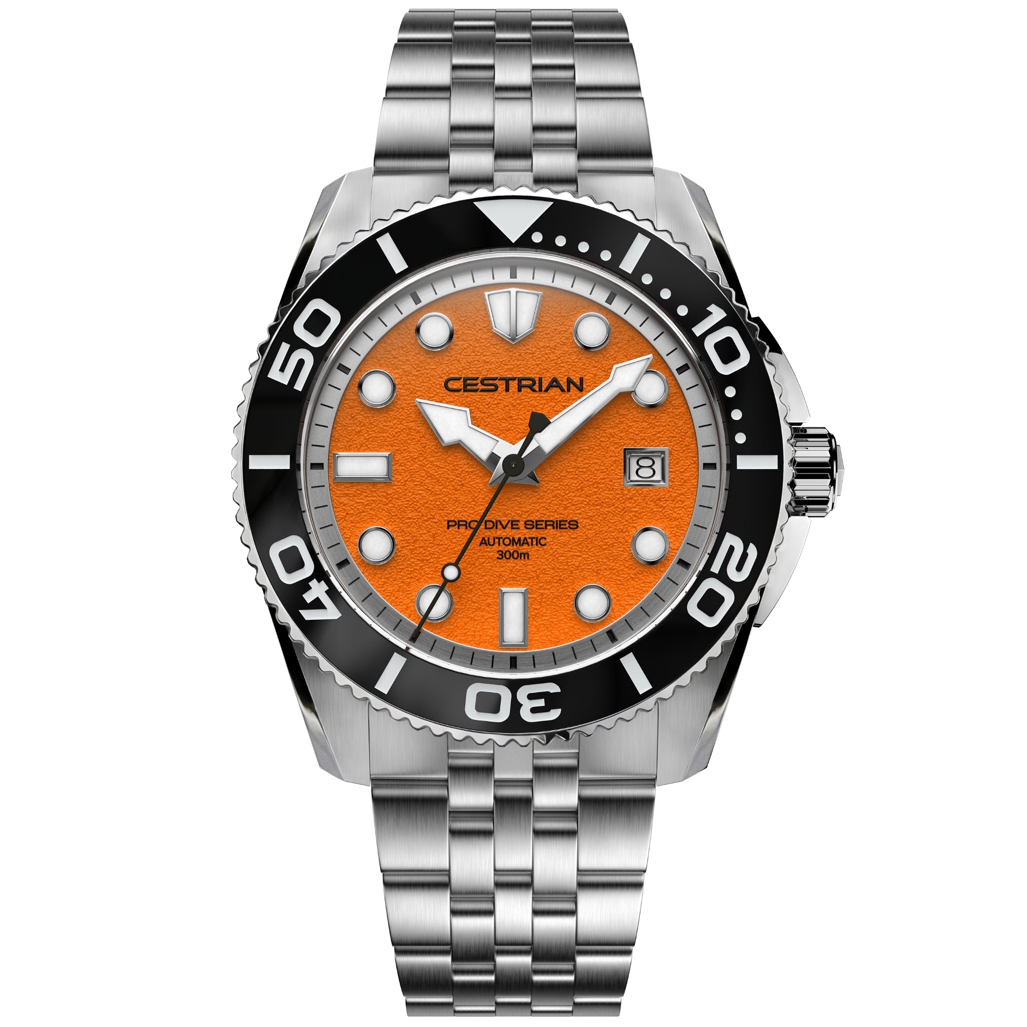 Cestrian Pro Dive Series Orange Dial Steel Bracelet Automatic 300m Men's Watch CP-ORB001