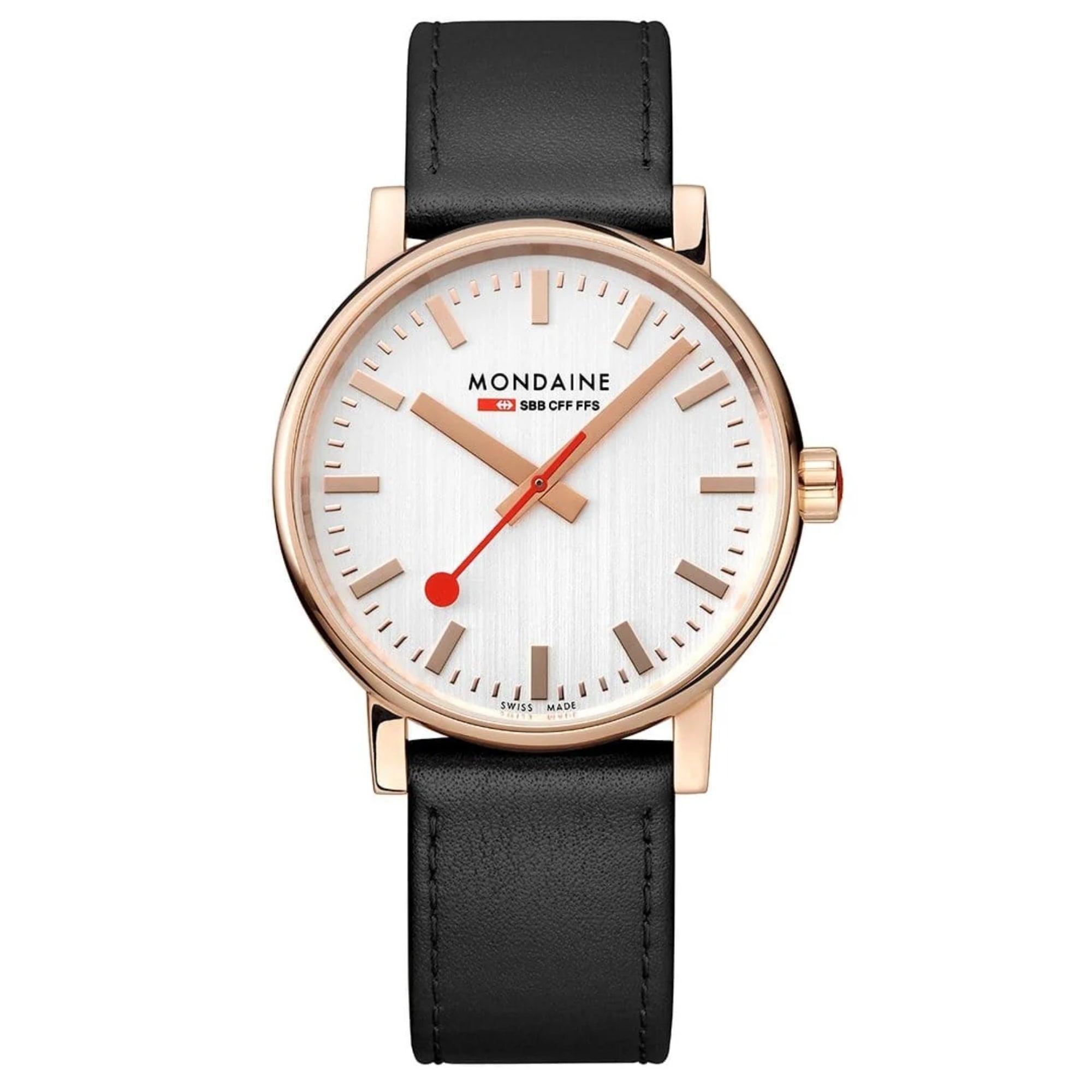 Montre Mondaine EVO2 40mm cadran blanc bracelet cuir quartz MSE.40112.LB