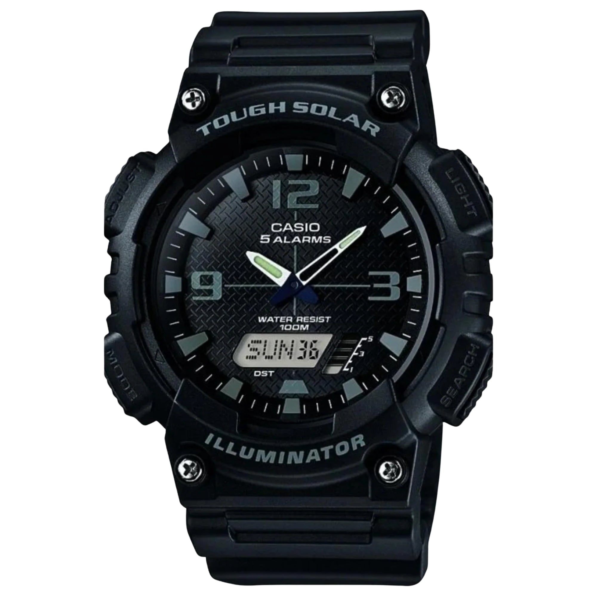 Casio Five Alarm Solar Powered Black Dial Black Resin Strap Men's Watch AQ-S810W-1A2VEF