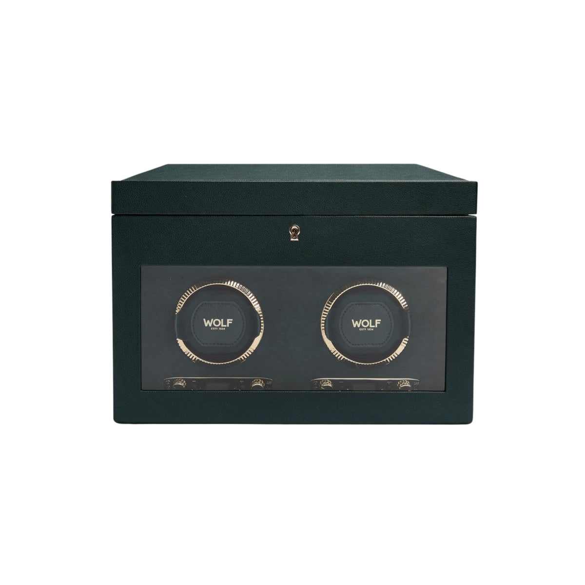 WOLF British Racing Green Double Watch Winder with Storage 792241