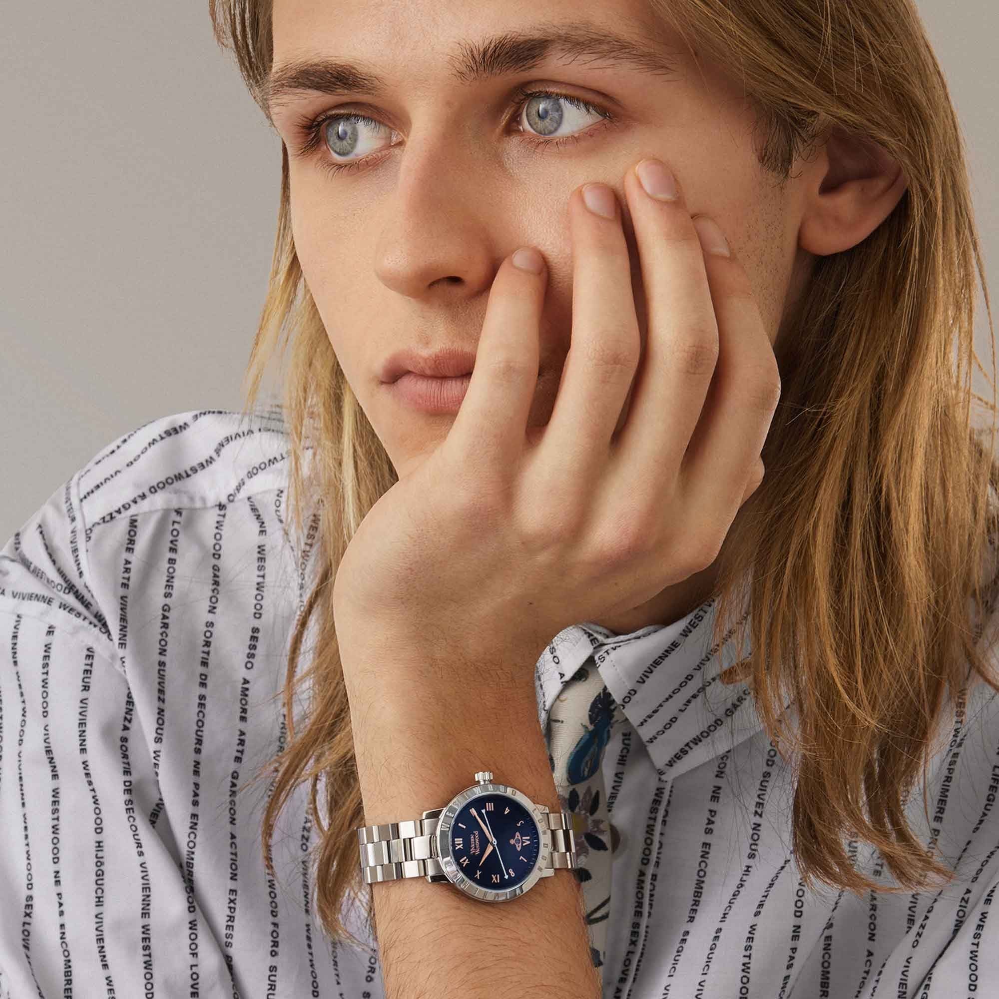 Vivienne Westwood Bloomsbury Blue Dial Steel Strap Women's Watch VV152NVSL