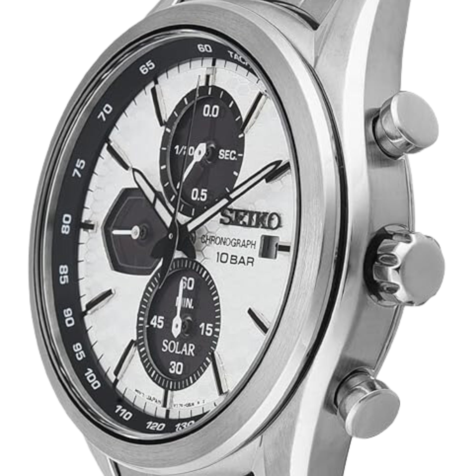 Seiko Conceptual Solar Quartz White/Silver Chronograph Dial Steel Bracelet Men’s Watch SSC769P1