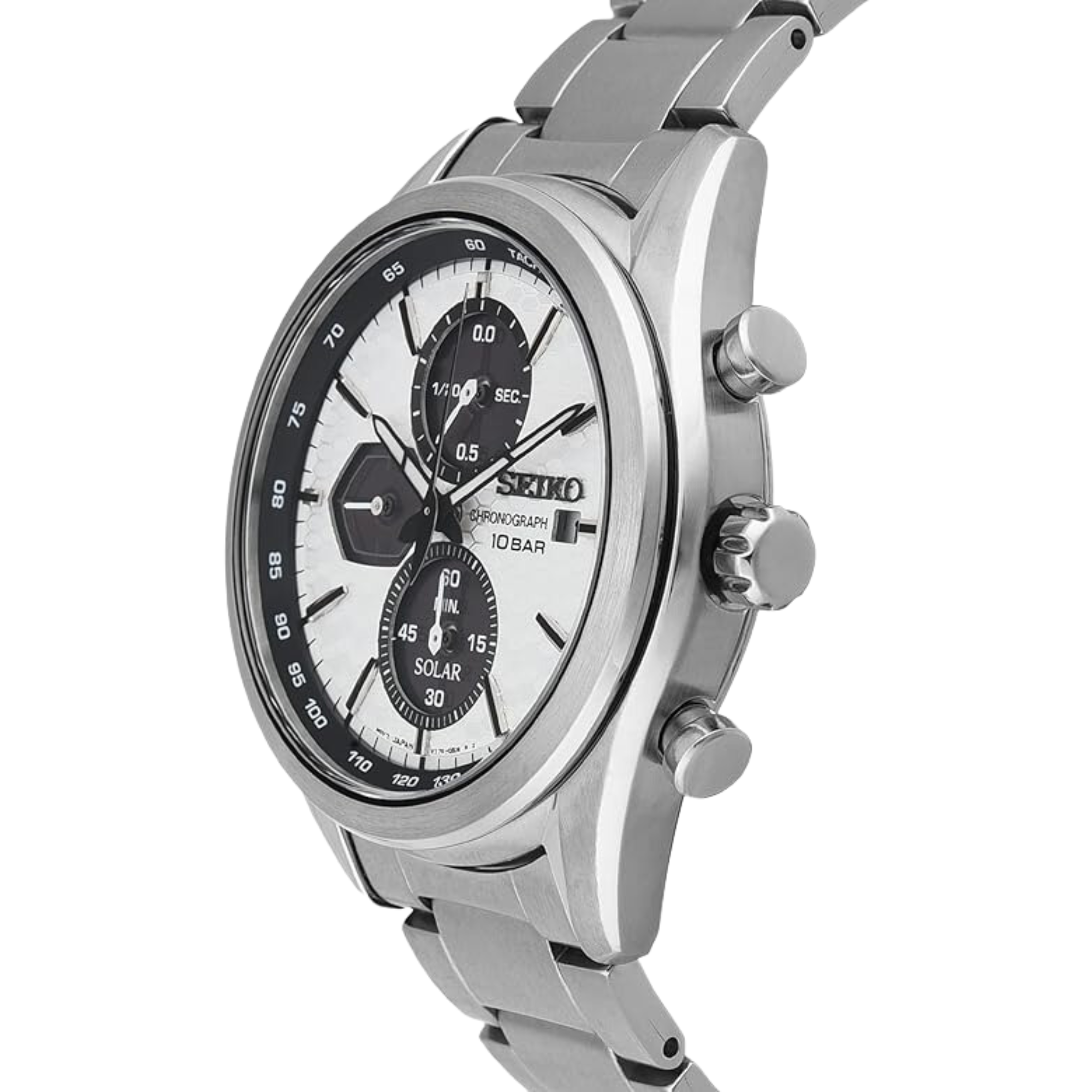 Seiko Conceptual Solar Quartz White/Silver Chronograph Dial Steel Bracelet Men’s Watch SSC769P1