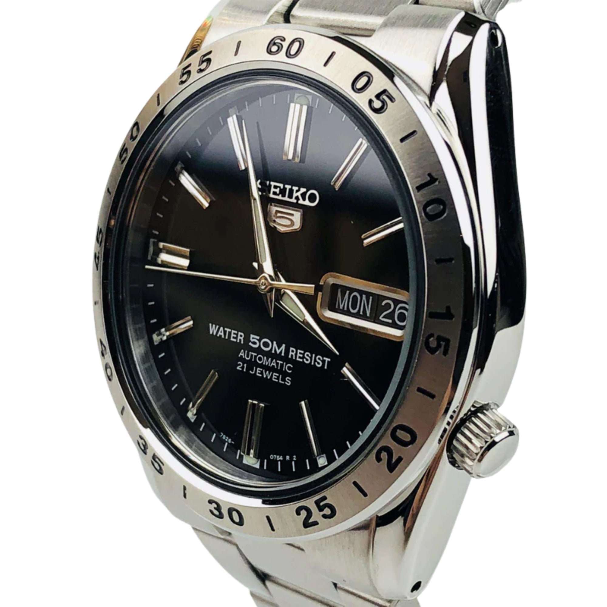 Seiko 5 Automatic Black Dial Stainless Steel Men's Watch SNKE01K1