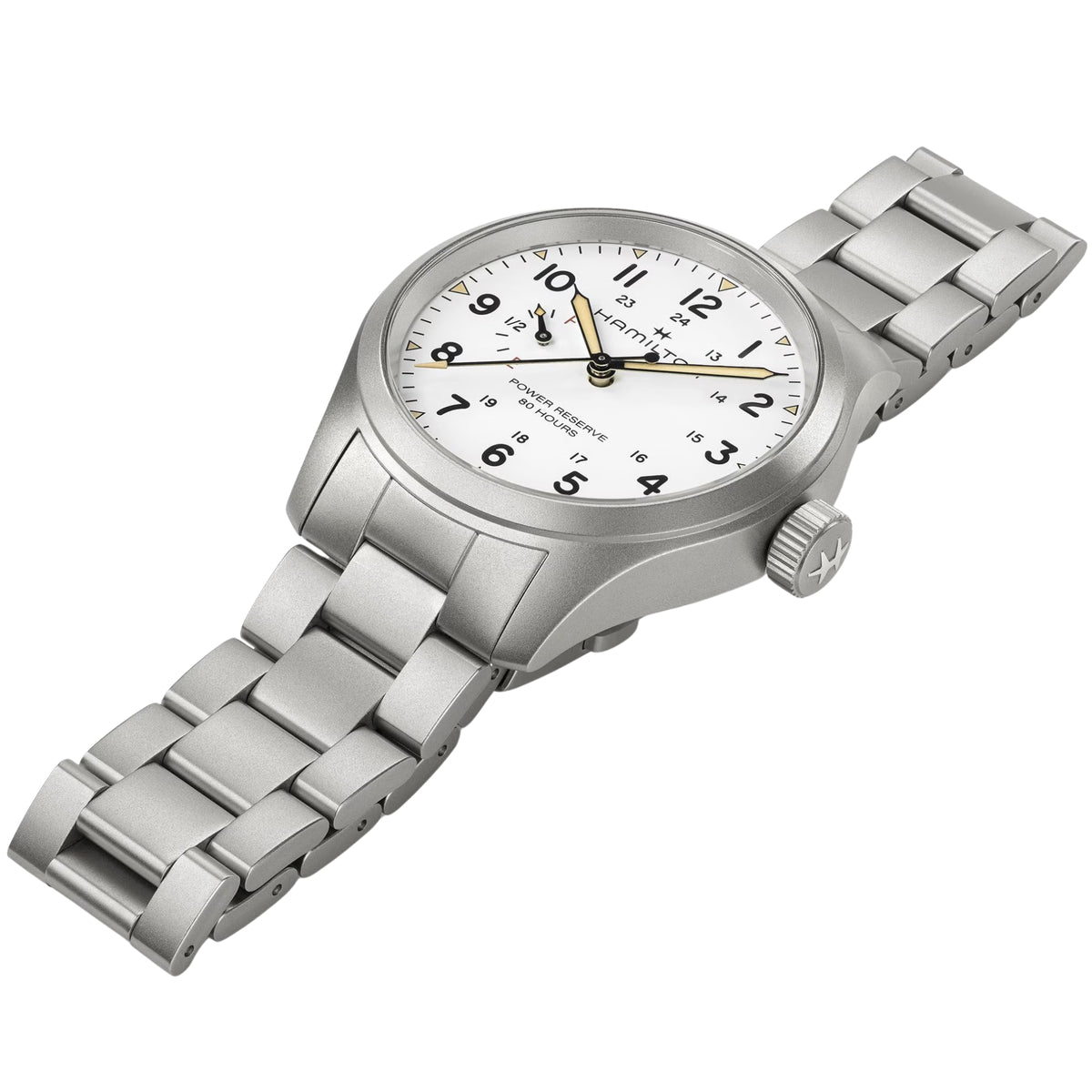 Hamilton Khaki Field H69509110 40mm sandblasted stainless steel case side profile