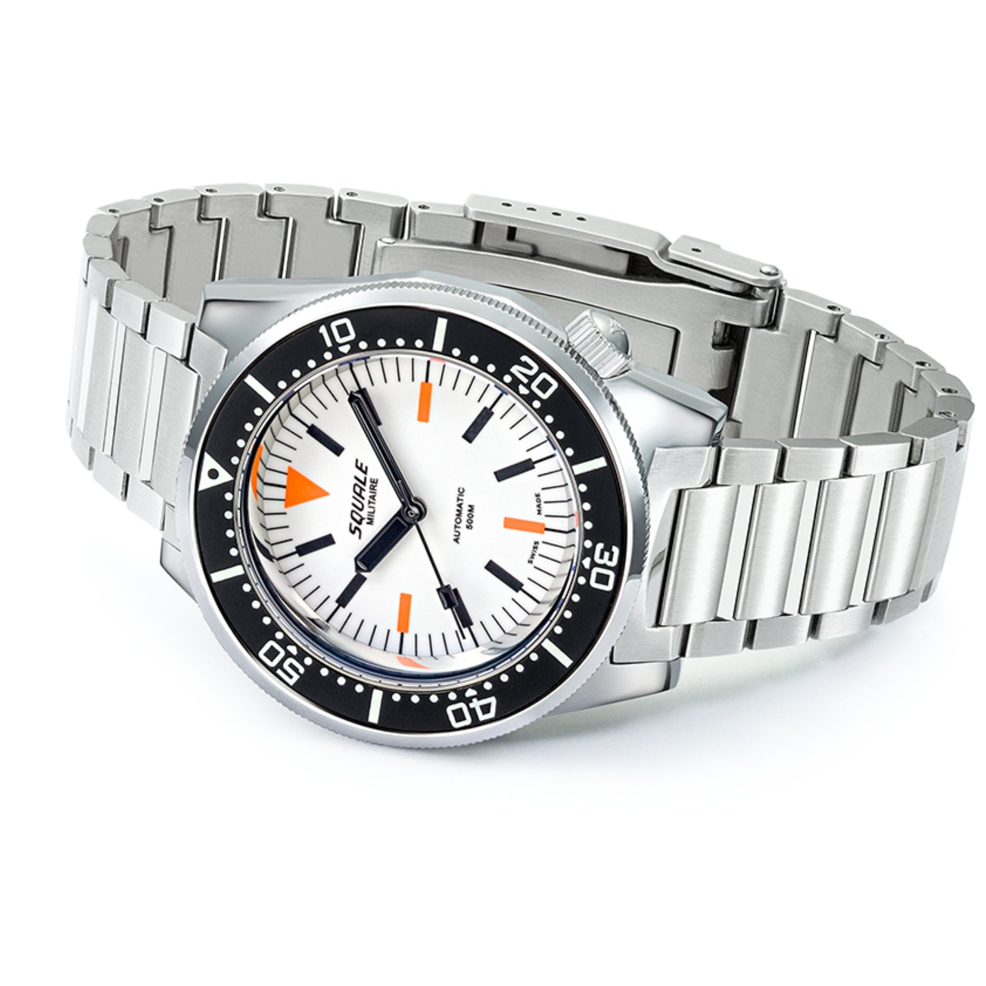 Reloj automático para hombre Squale 1521 Full Luminous Militaire 42mm con esfera blanca y caja de acero 1521FUMIWT.SQ20B