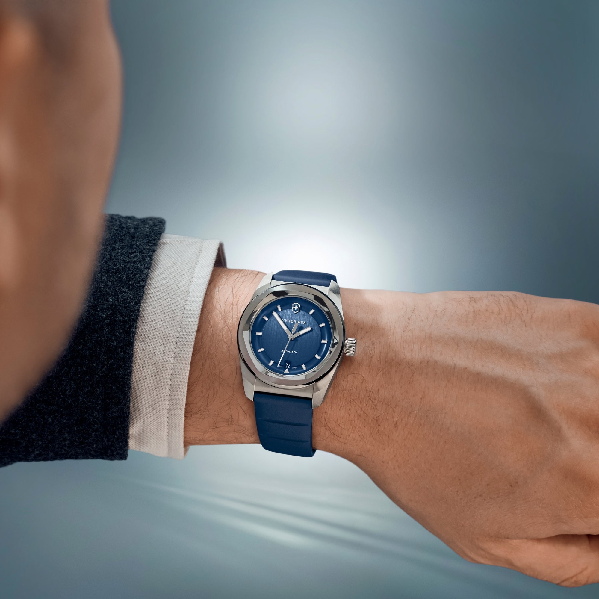 Victorinox Concept One 39mm Blue Dial Rubber Mens Automatic Watch 242056