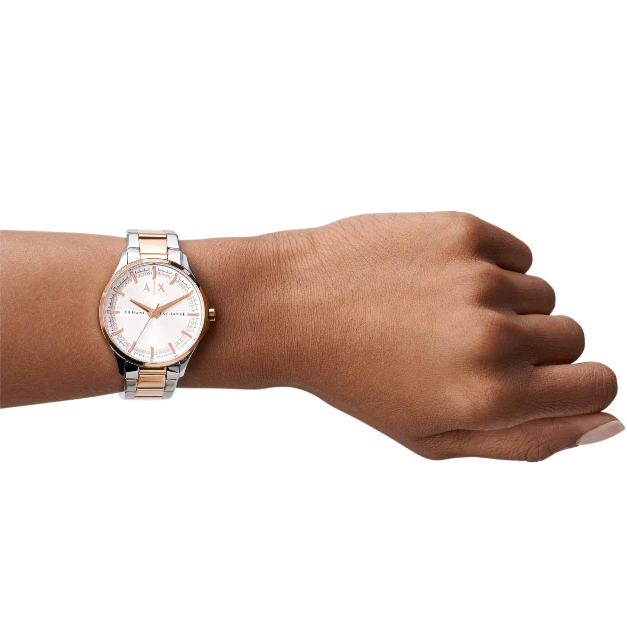 Armani Exchange Hampton 36mm Silver Dial Steel Ladies Quartz Watch AX5258