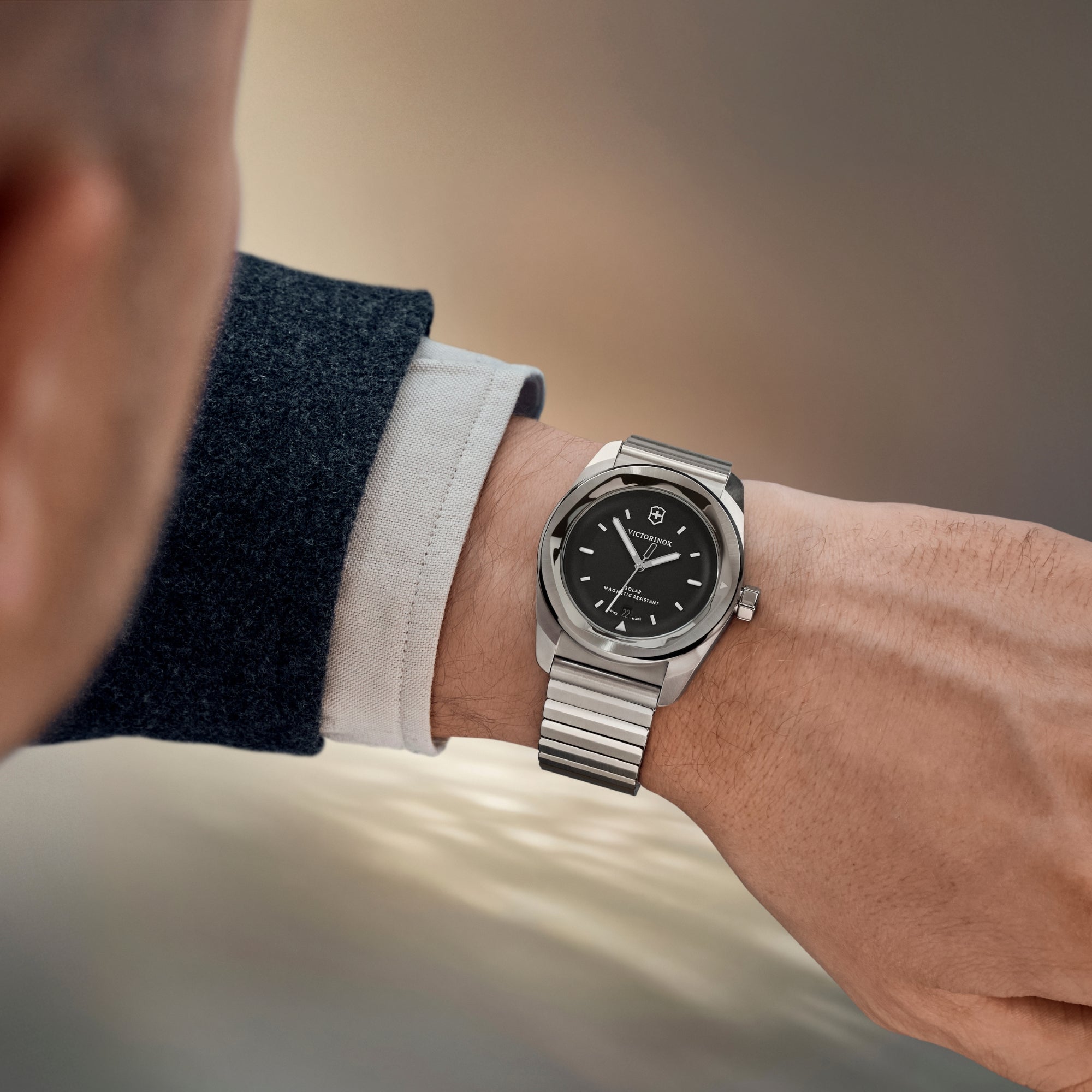 Victorinox Concept One 39mm Solar Black Dial Steel Mens Quartz Watch 242055