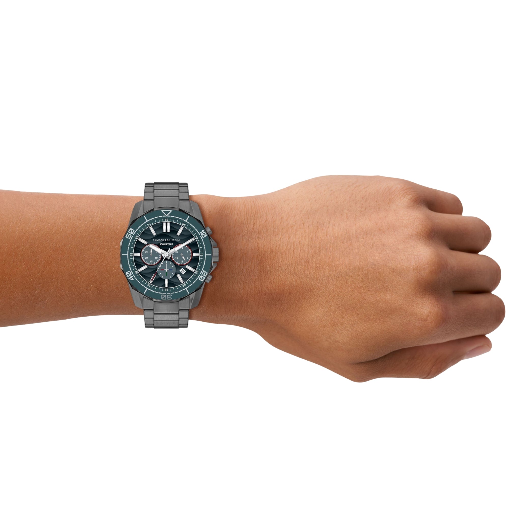 Armani Exchange Spencer 44mm Chronograph Blue Dial Steel Mens Quartz Watch AX1972