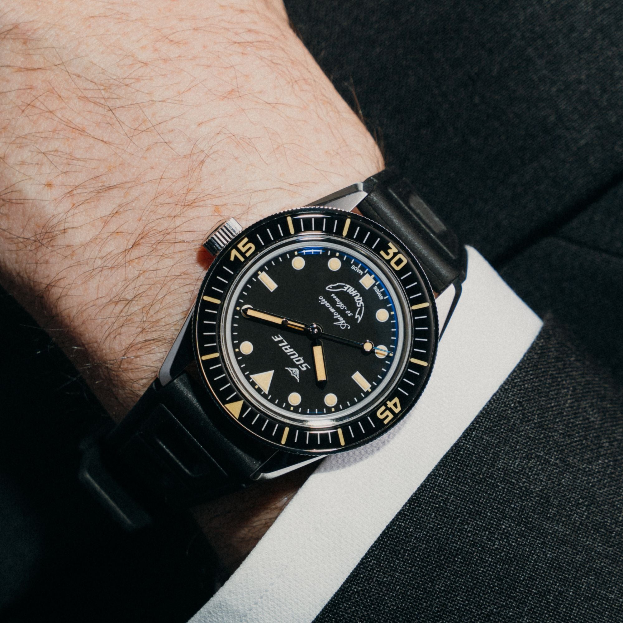 Squale SUB-37 Legend Black Dial Rubber Strap Men's Watch SUB-37BKBK.RBK