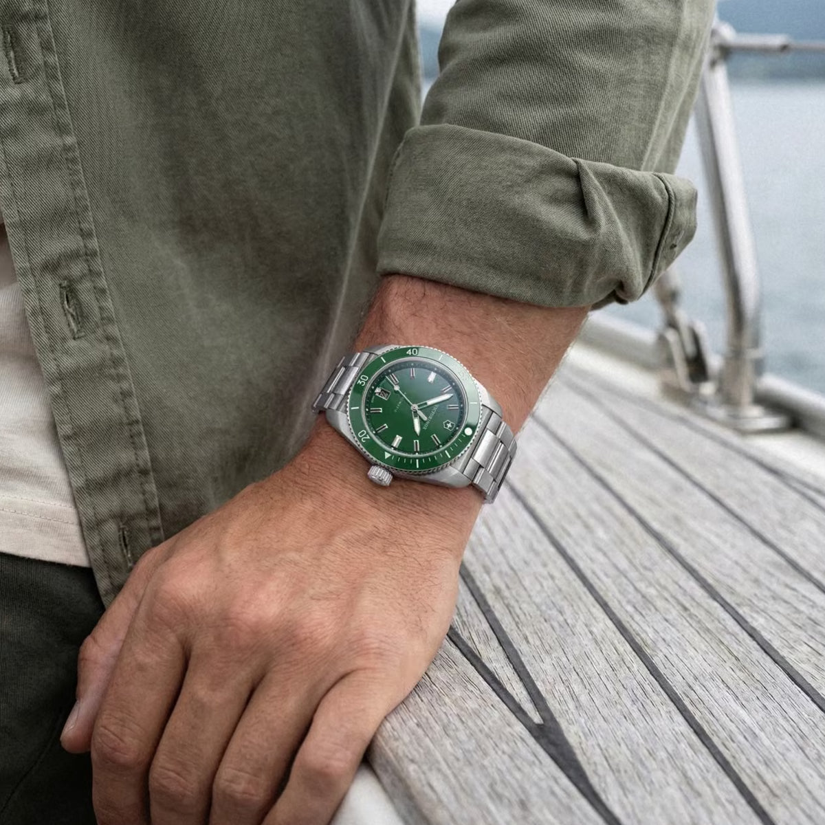 Victorinox Maverick 39mm Green Dial Steel Mens Automatic Watch 242107