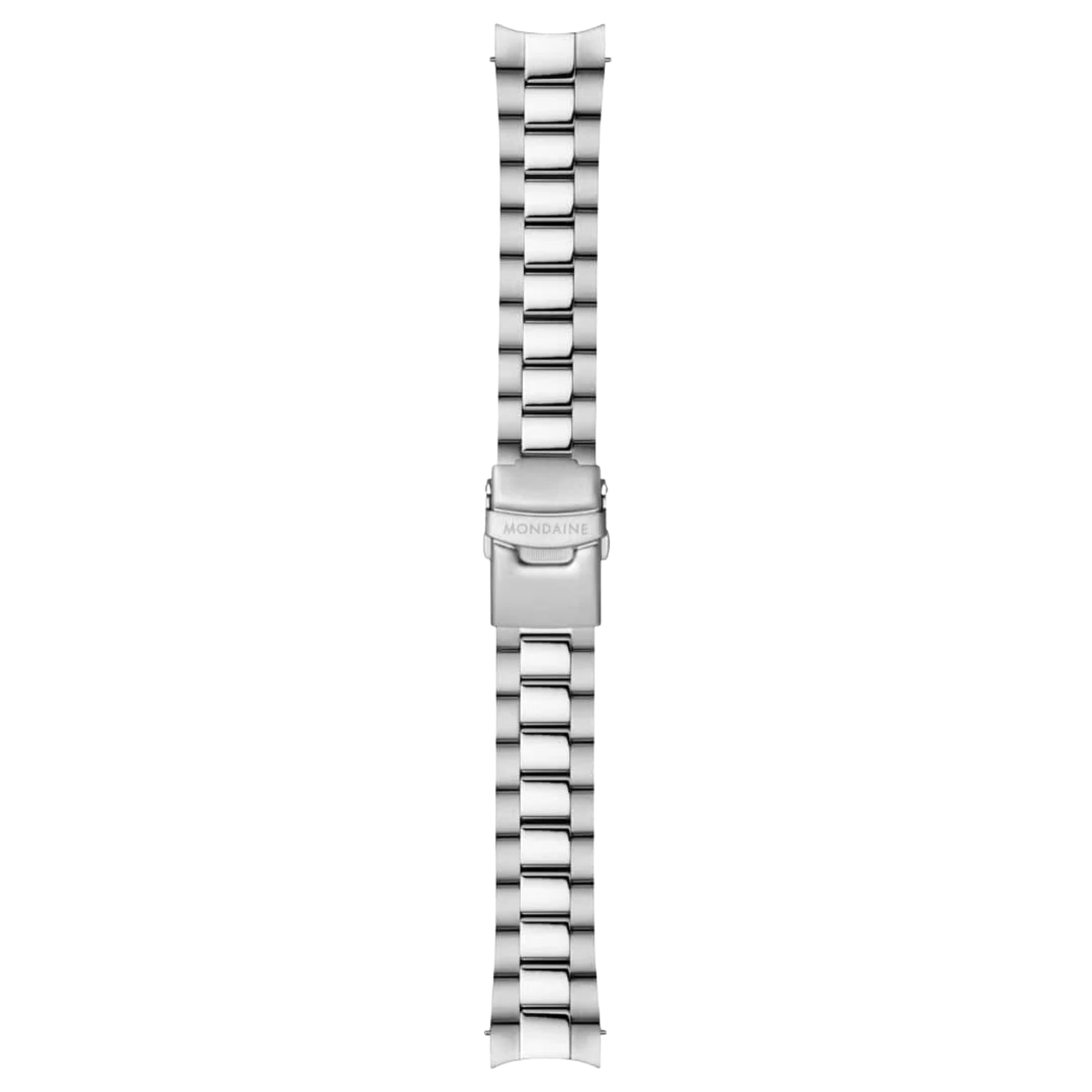 Mondaine Classic Mens Quartz Watch A660.30360.81SBJ brushed stainless steel deployment clasp back detail