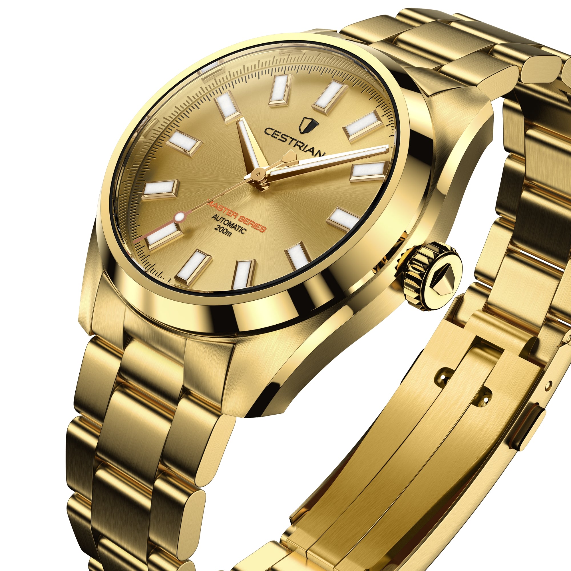 Cestrian Master Series V3 Gold Dial Gold Plated Bracelet Automatic Men's Watch CM-GD011