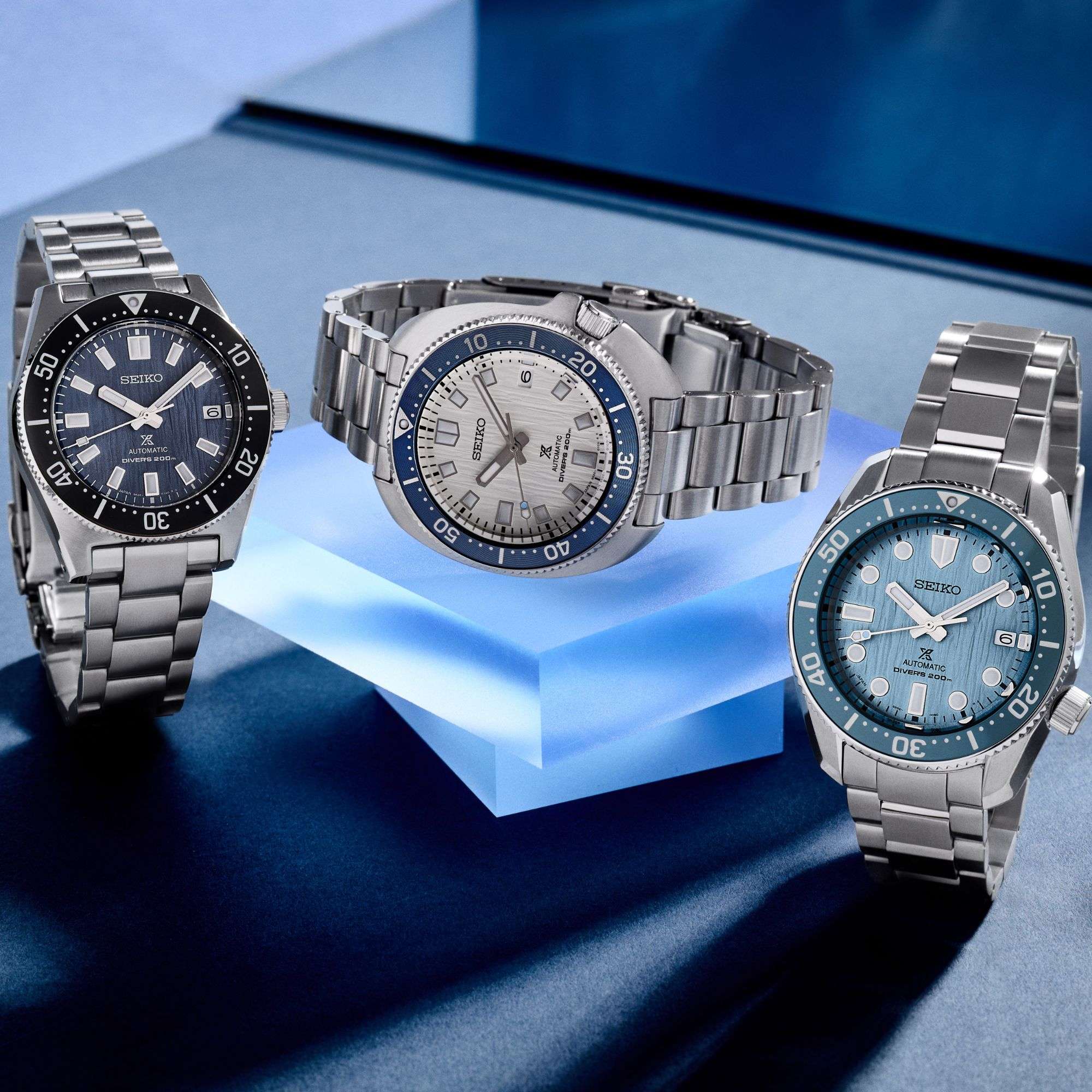 Seiko Prospex Glacier Save The Ocean 1968 Re-Interpretation Automatic Blue Dial Stainless Steel Bracelet Men's Watch SPB299J1