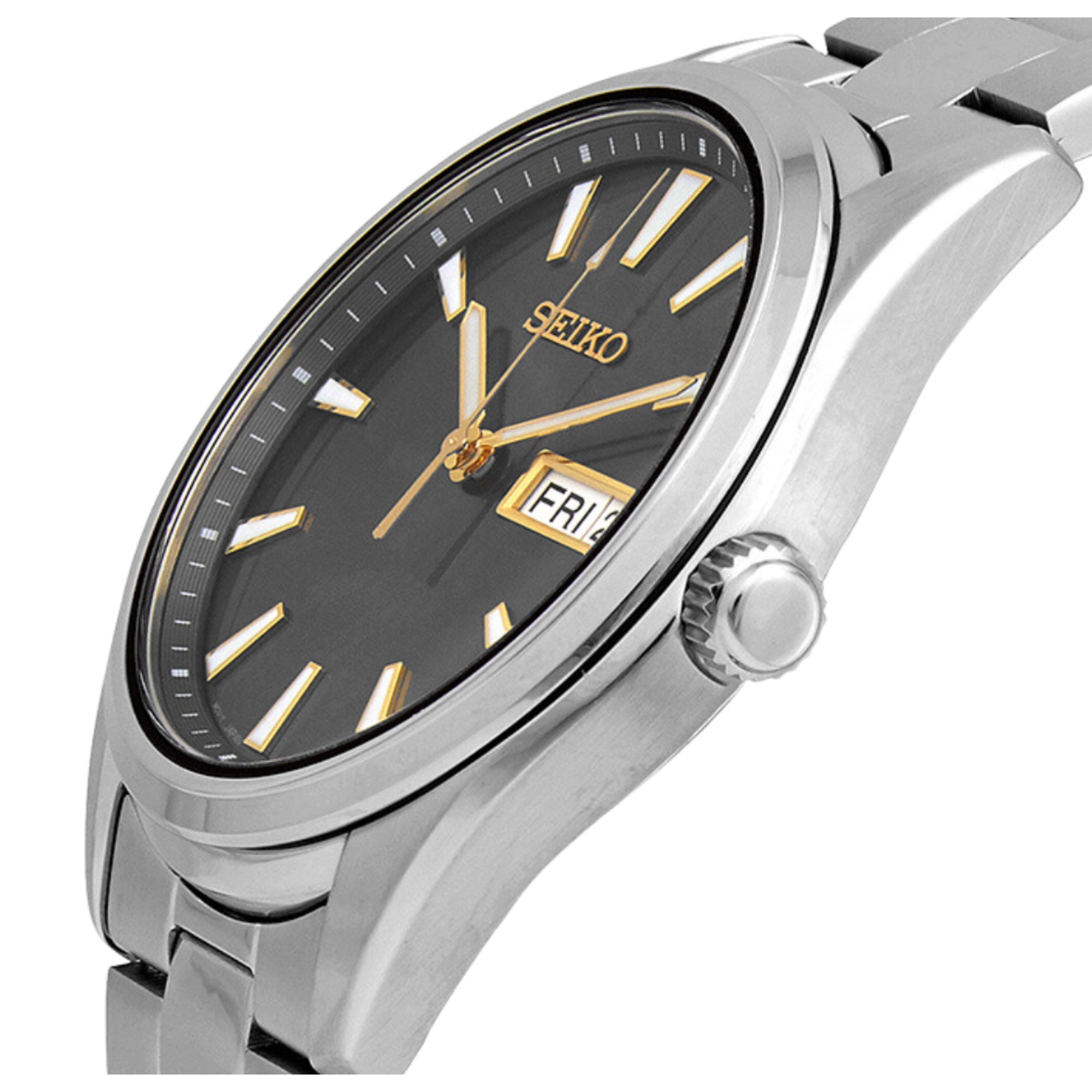 Seiko Conceptual Quartz Grey Sunburst Dial Steel Strap Men's Watch SUR343P1