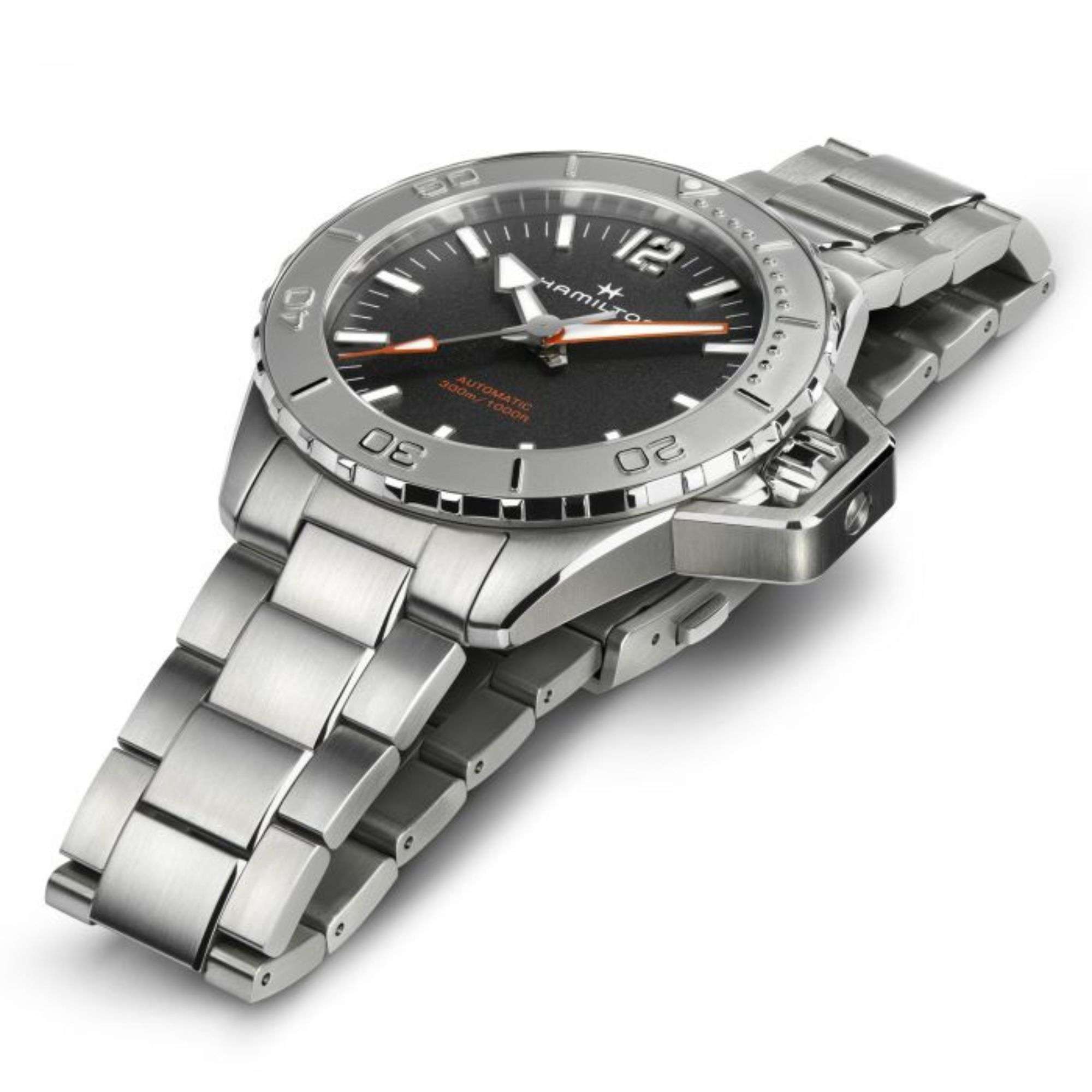 Hamilton Khaki Navy Frogman Automatic Black Dial Stainless Steel Bracelet Strap Men's Watch H77815130