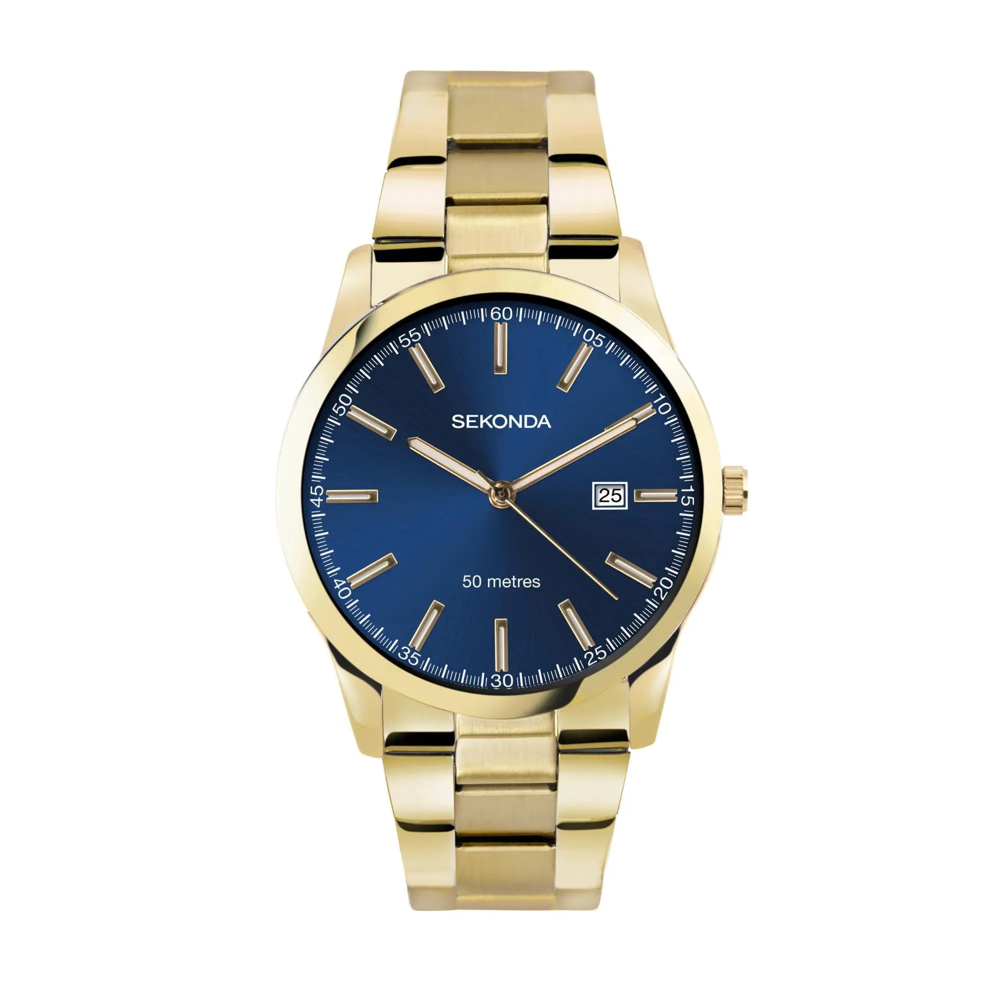 Sekonda Colour Pop Quartz Blue Dial Gold PVD Stainless Steel Bracelet Men's Watch 30007