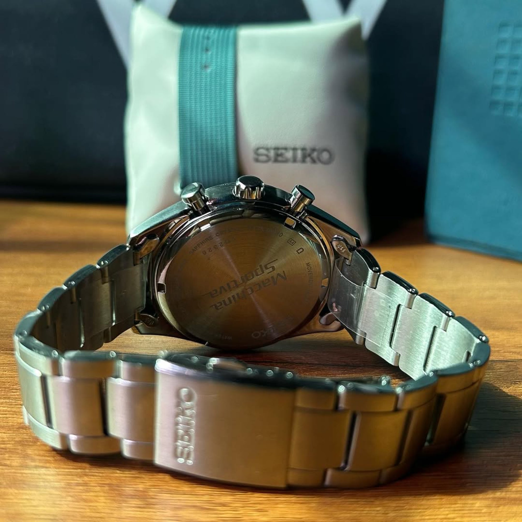 Seiko Conceptual Solar Quartz Blue Chronograph Dial Steel Bracelet Men's Watch SSC801P1