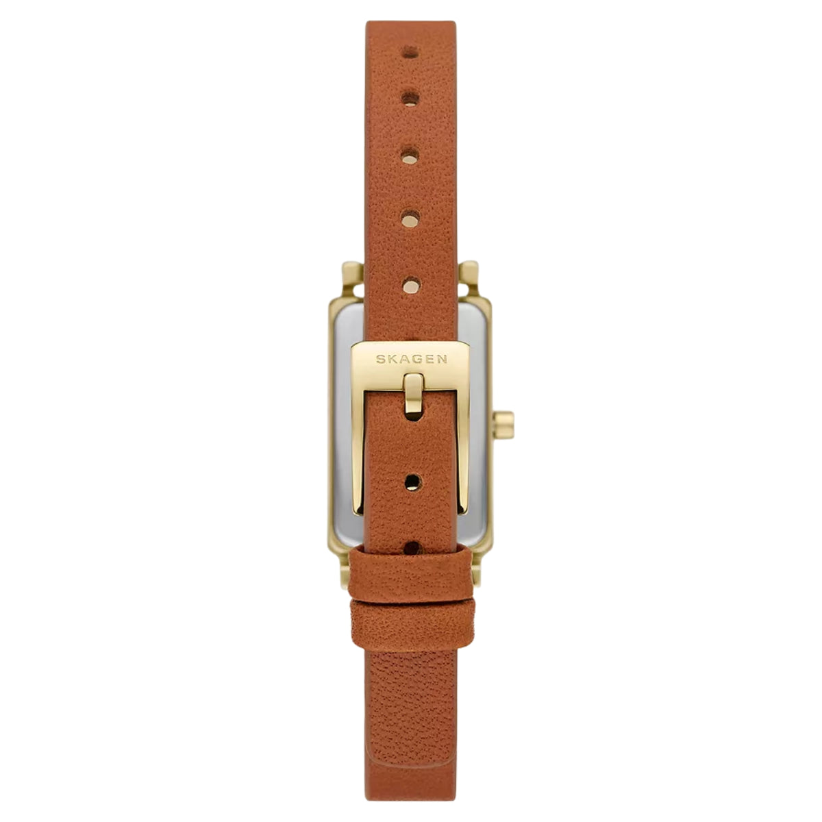 Skagen Hagen Micro White Rectangular Dial Brown Leather Strap Women's Watch SKW3149