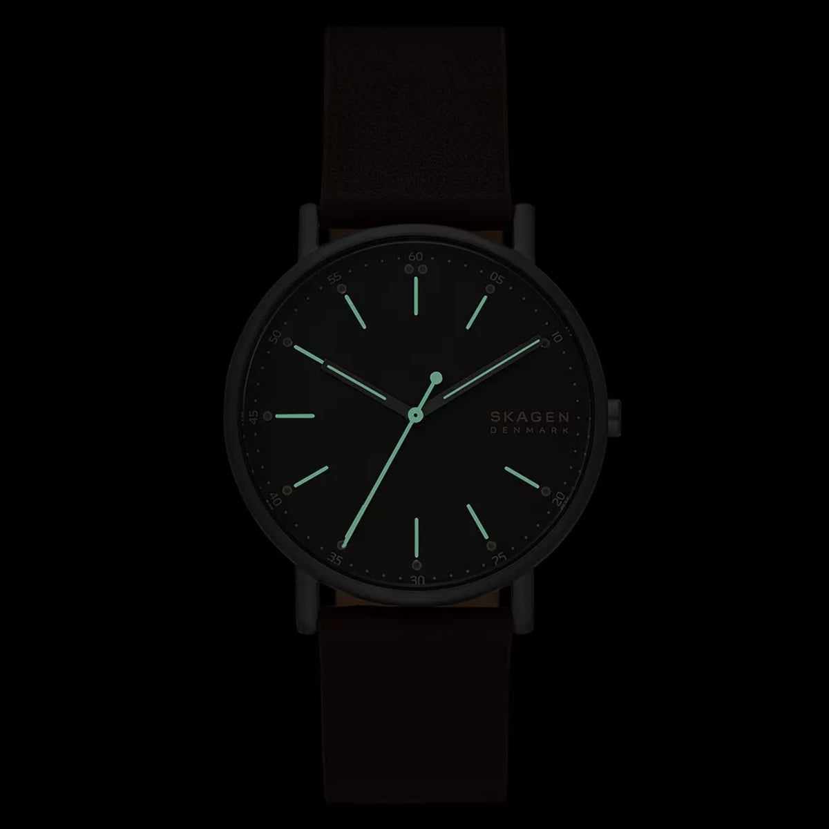 Skagen Signatur Cherry Wood Leather Strap Black Dial Men’s Watch SKW6860