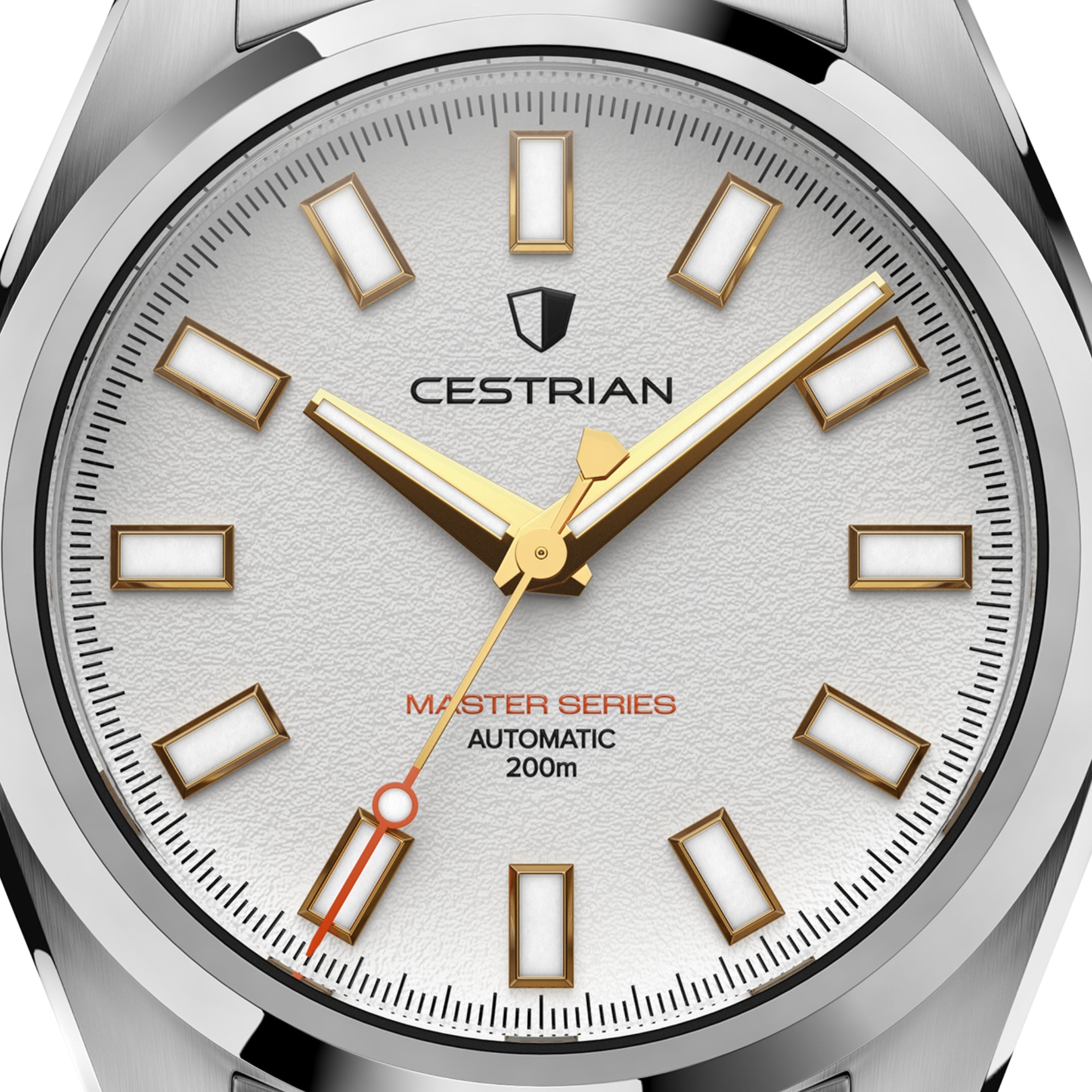Cestrian Master Series V3 White Textured Dial Steel Bracelet Automatic Men's Watch CM-WG001