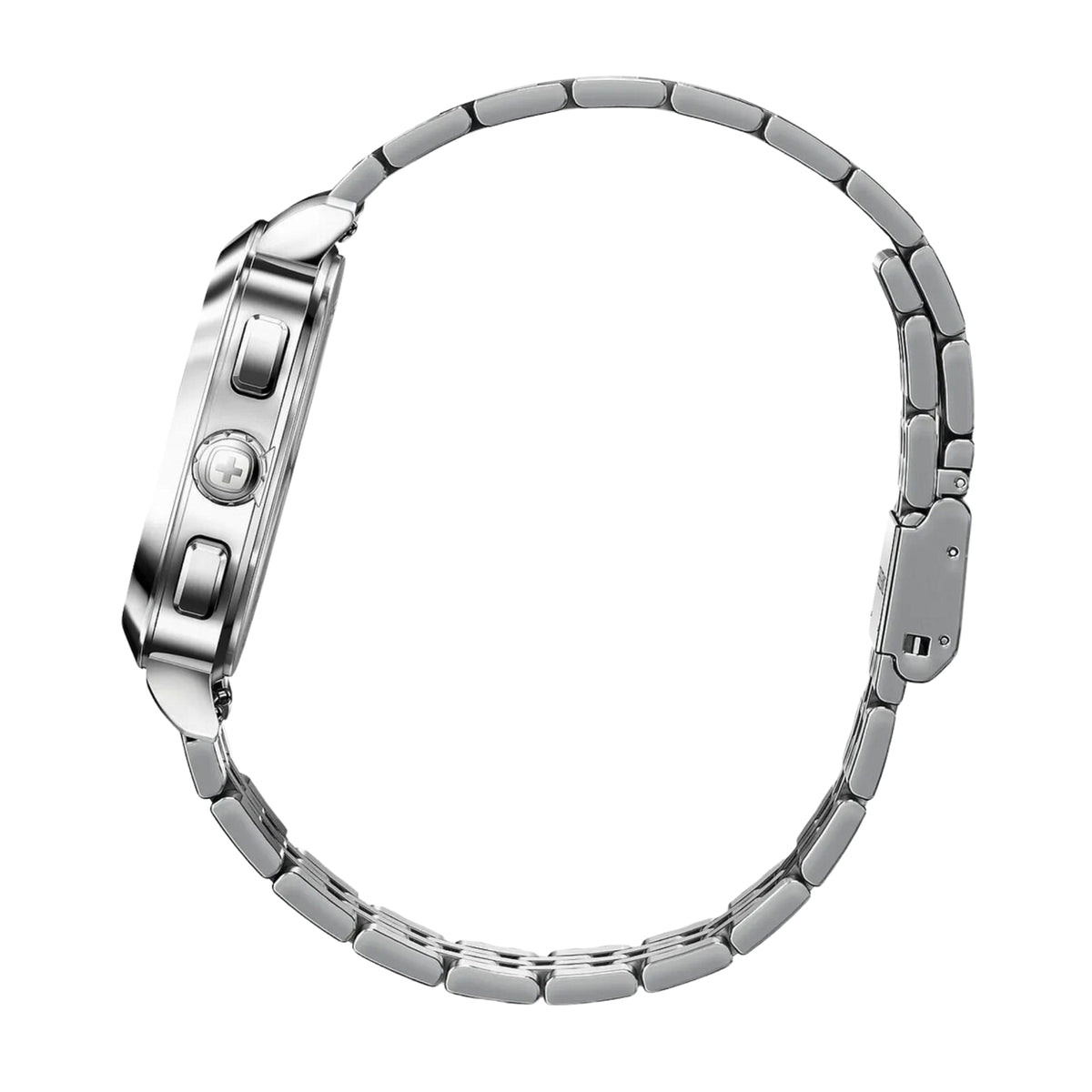 Wenger Vintage Classic 01.1933.103 side profile view highlighting steel case edge, pushers, and link strap profile