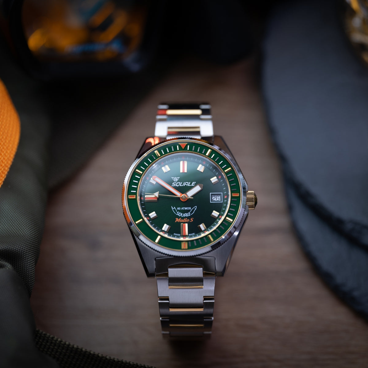 Squale Matic S 39.5mm Green Dial Steel Mens Automatic Watch MATICGGRGR.SSBI