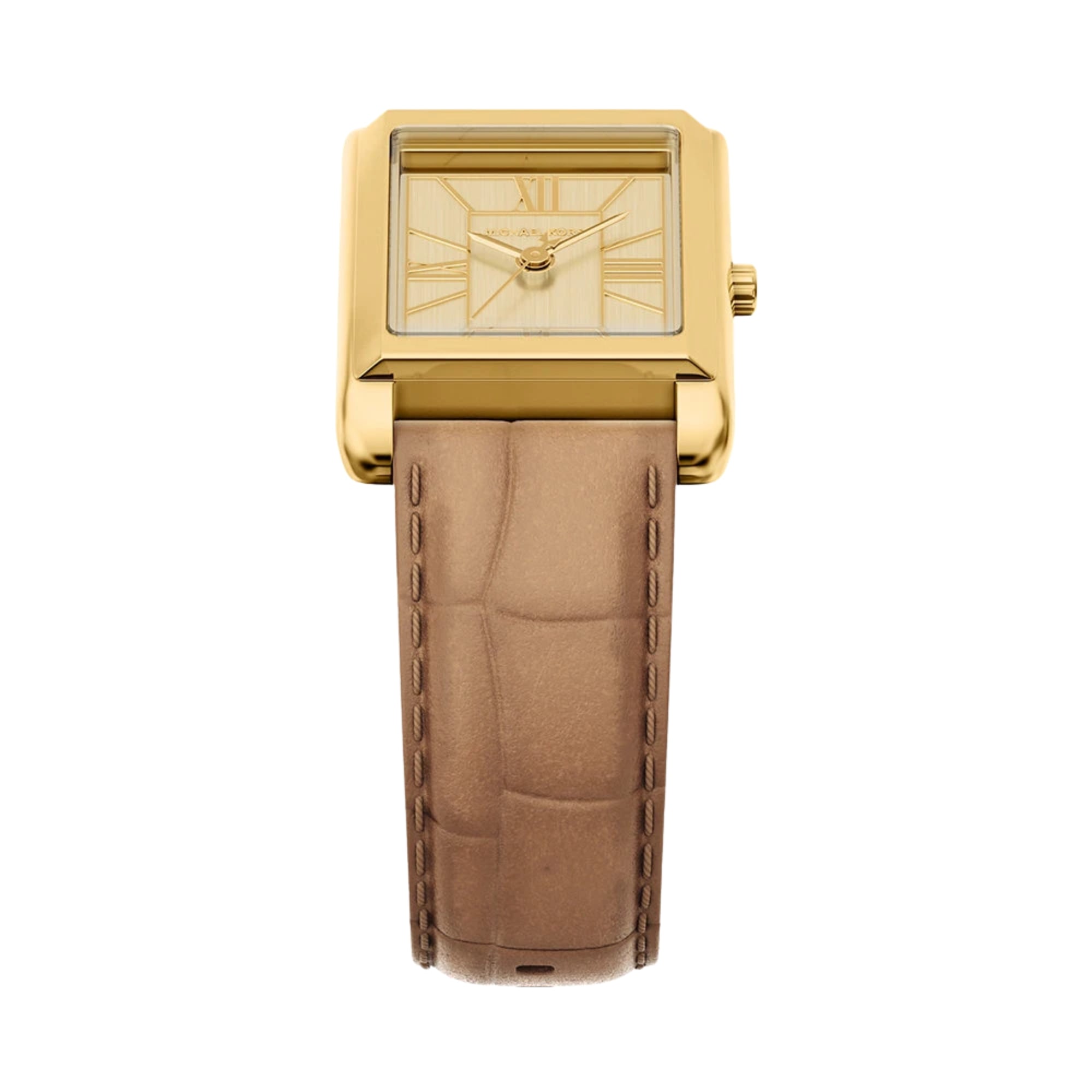 Michael Kors Essex 26mm Gold Dial Leather Ladies Quartz Watch MK7584