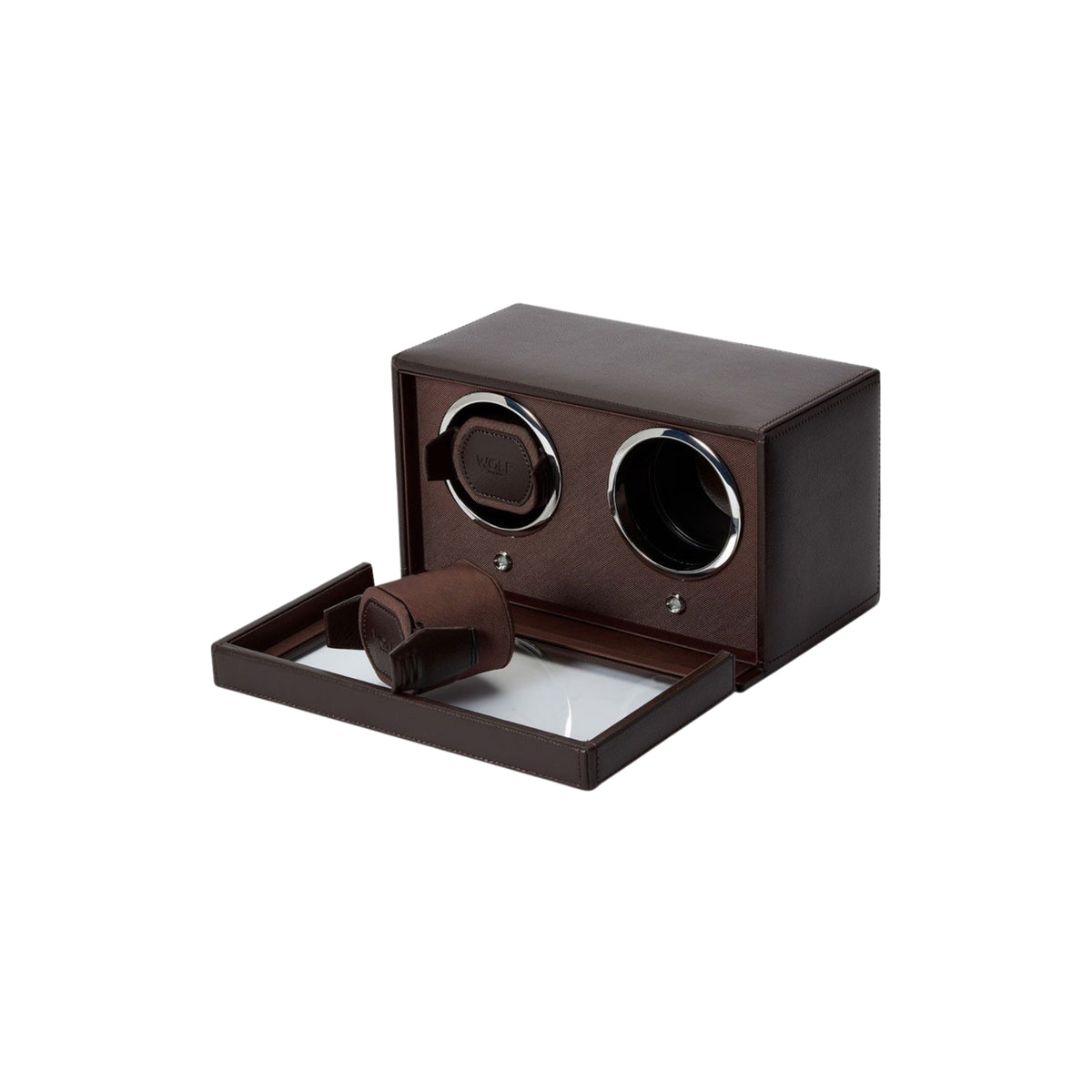 WOLF Cub Brown Double Watch Winder with Cover 461206