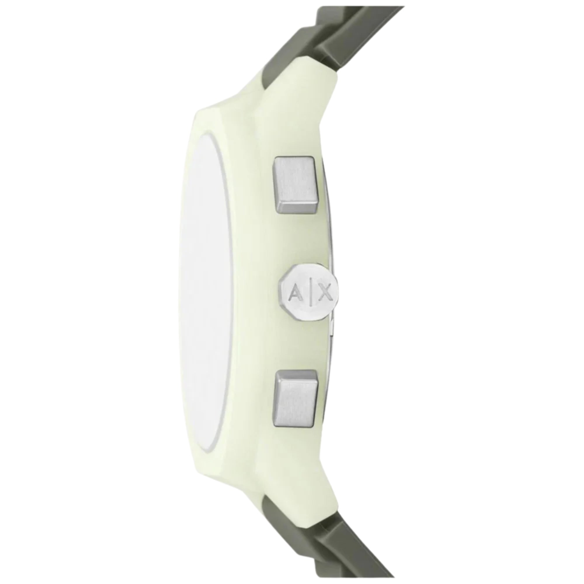 Armani Exchange Sync 44mm Chronograph Khaki Green Dial Silicone Mens Quartz Watch AX4171