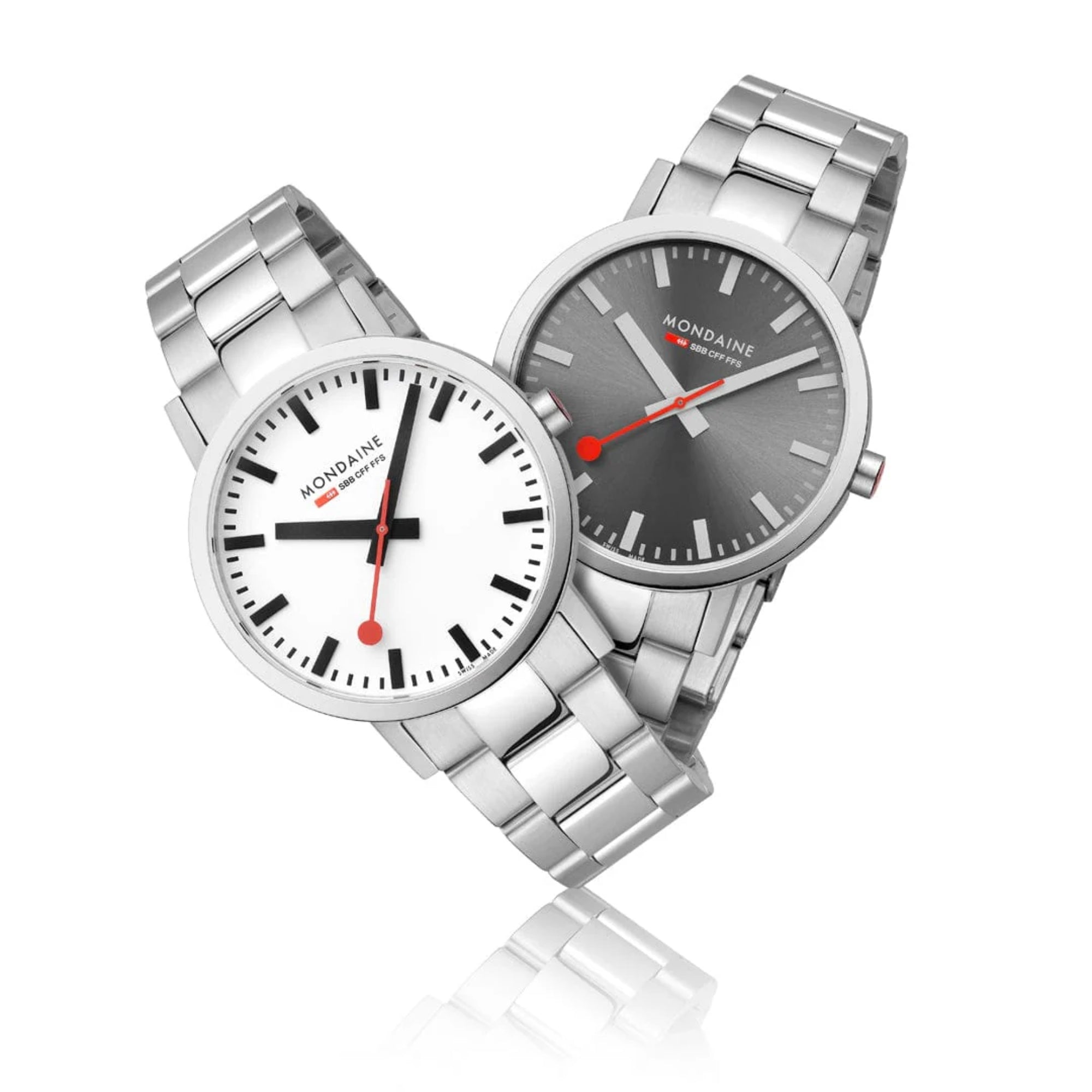 Mondaine Classic Mens Quartz Watch A660.30360.81SBJ displayed beside traditional white dial edition