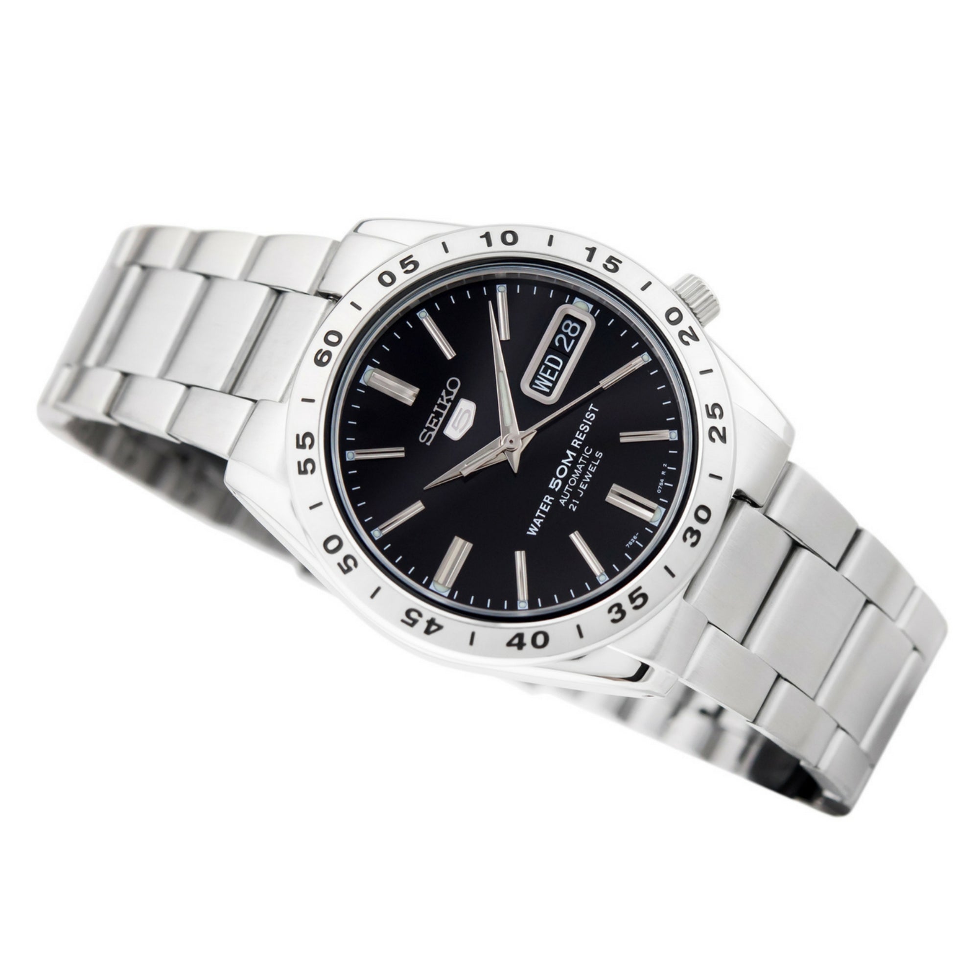 Seiko 5 Automatic Black Dial Stainless Steel Men's Watch SNKE01K1