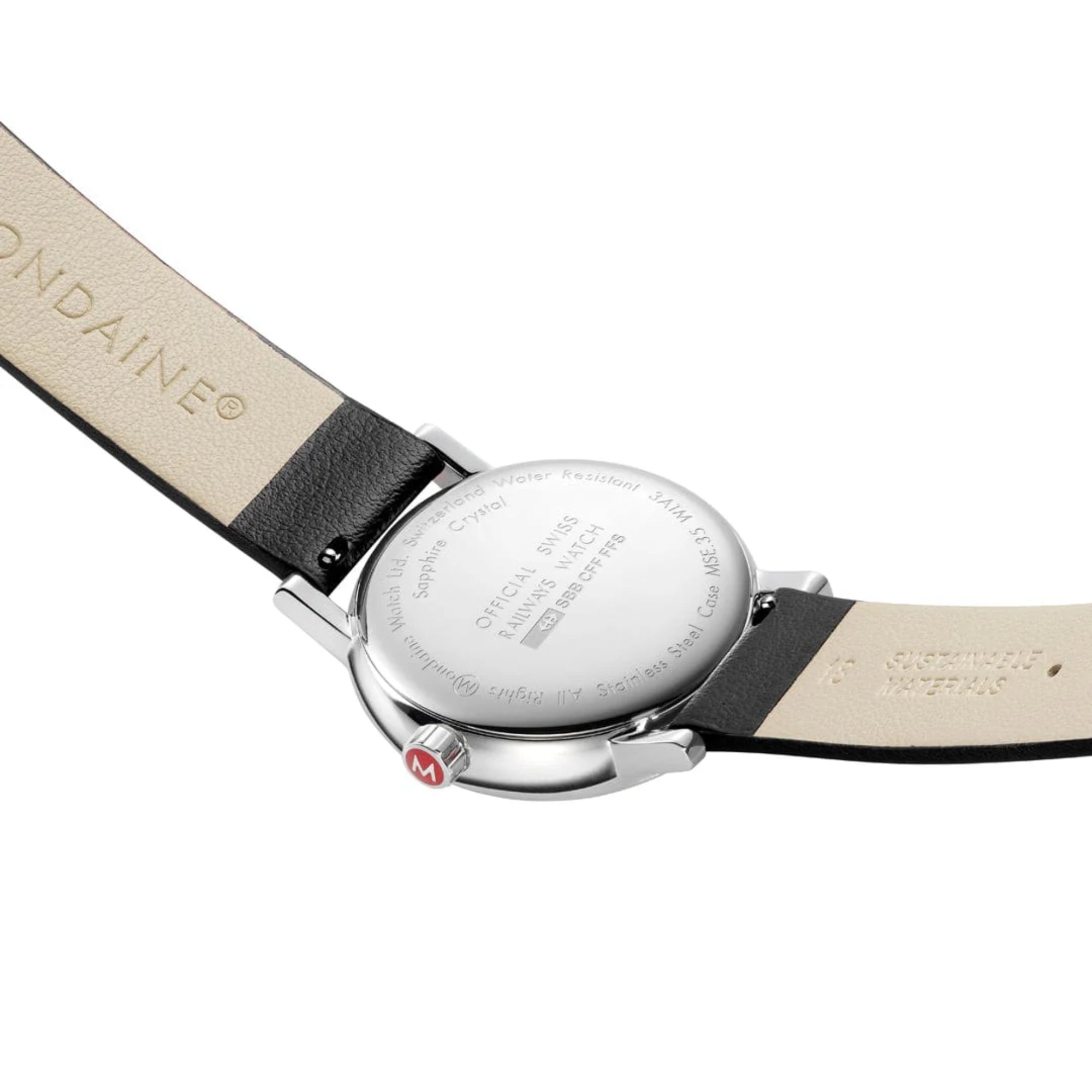 Montre quartz Mondaine Evo2 35mm cadran blanc bracelet cuir MSE.35110.LBV