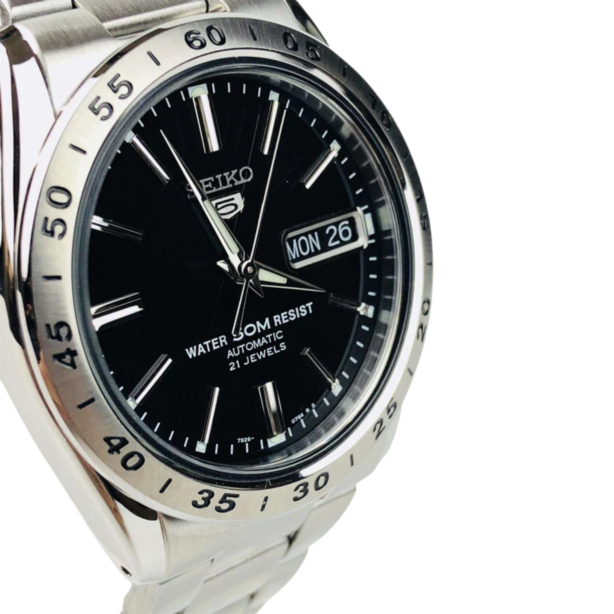 Seiko 5 Automatic Black Dial Stainless Steel Men's Watch SNKE01K1