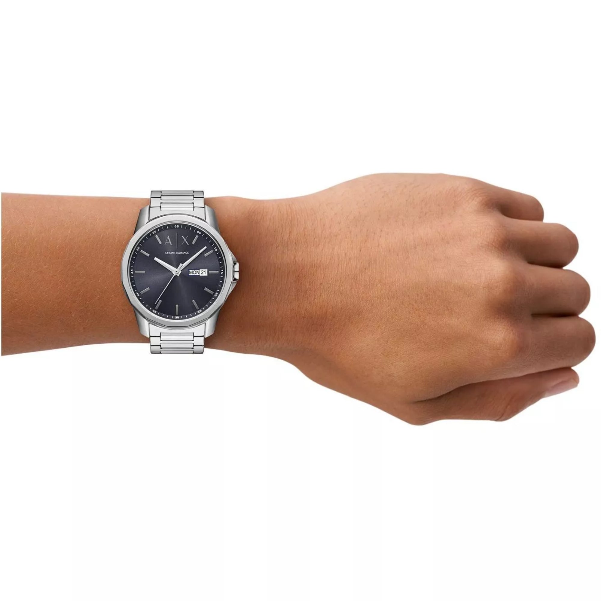 Armani Exchange Banks 44mm Blue Dial Steel Mens Quartz Watch AX1767