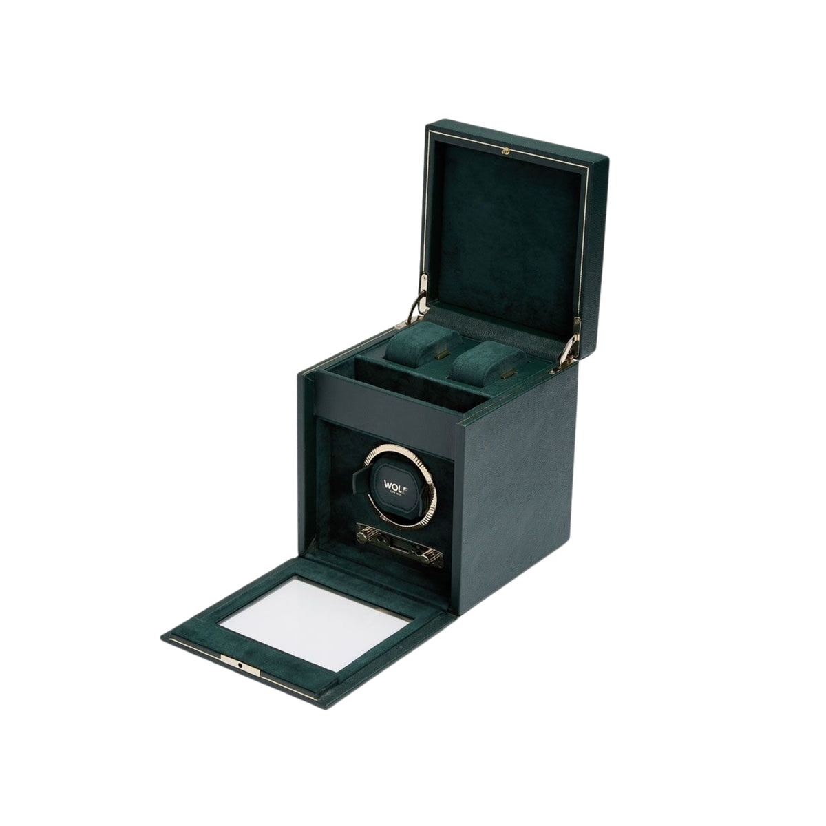 WOLF British Racing Green Single Watch Winder with Storage 792141
