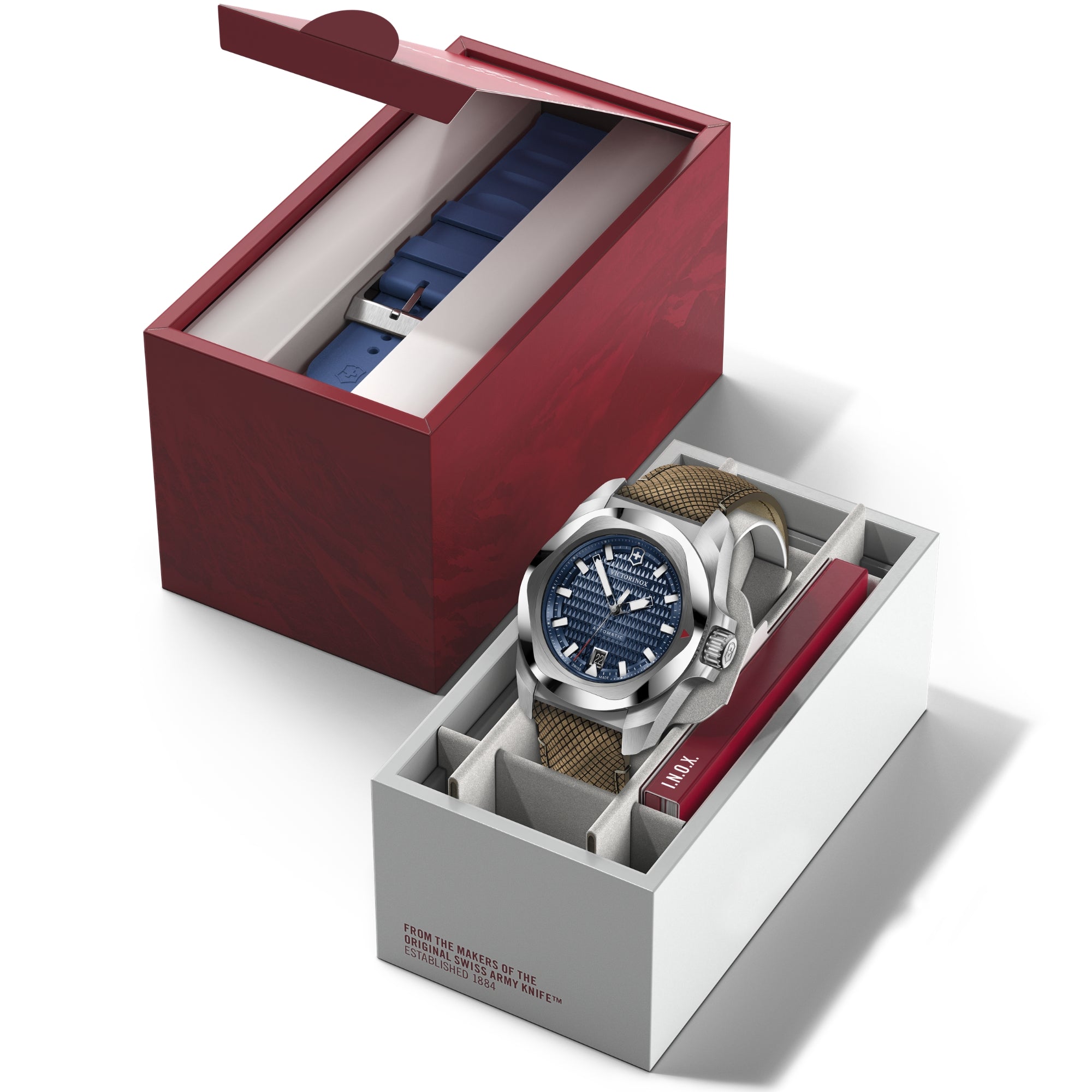 Victorinox I.N.O.X 242018.1 watch displayed in premium red and white gift box packaging