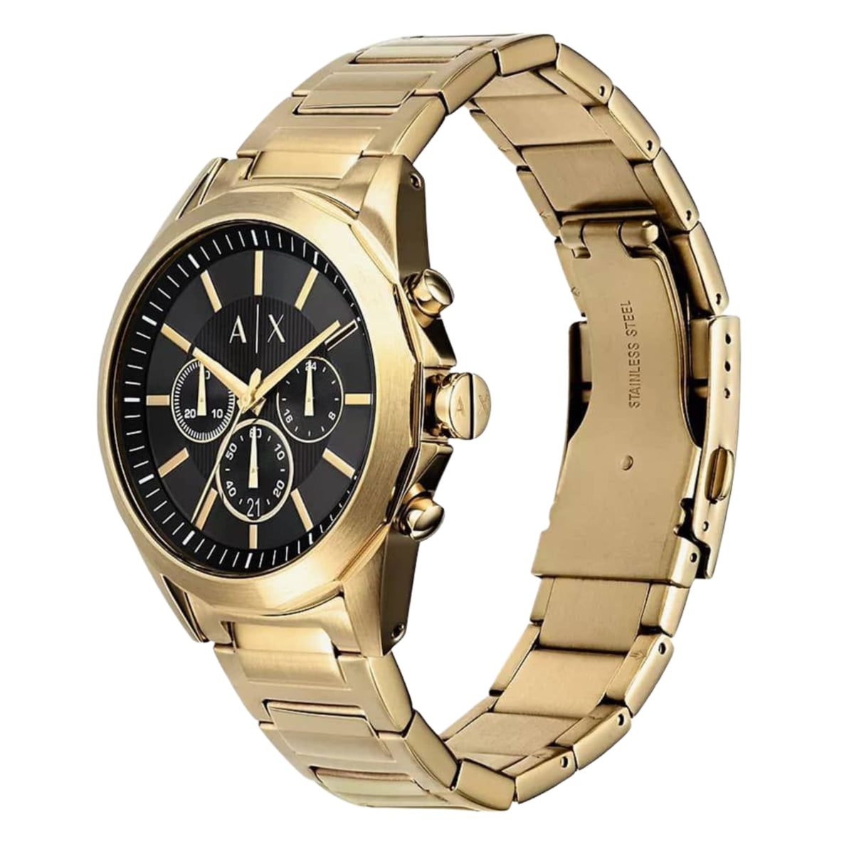 Armani Exchange Drexler 44mm Chronograph Black Dial Steel Mens Watch AX2611