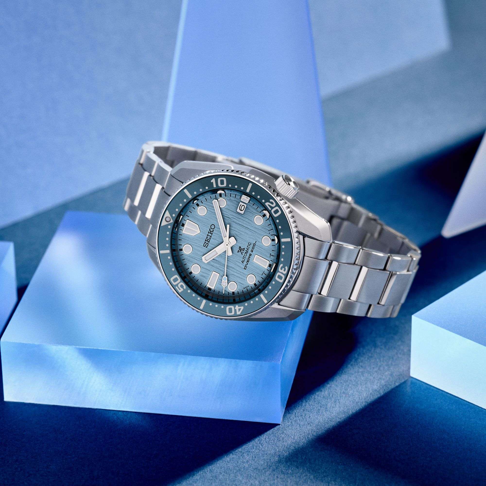 Seiko Prospex Glacier Save The Ocean 1968 Re-Interpretation Automatic Blue Dial Stainless Steel Bracelet Men's Watch SPB299J1