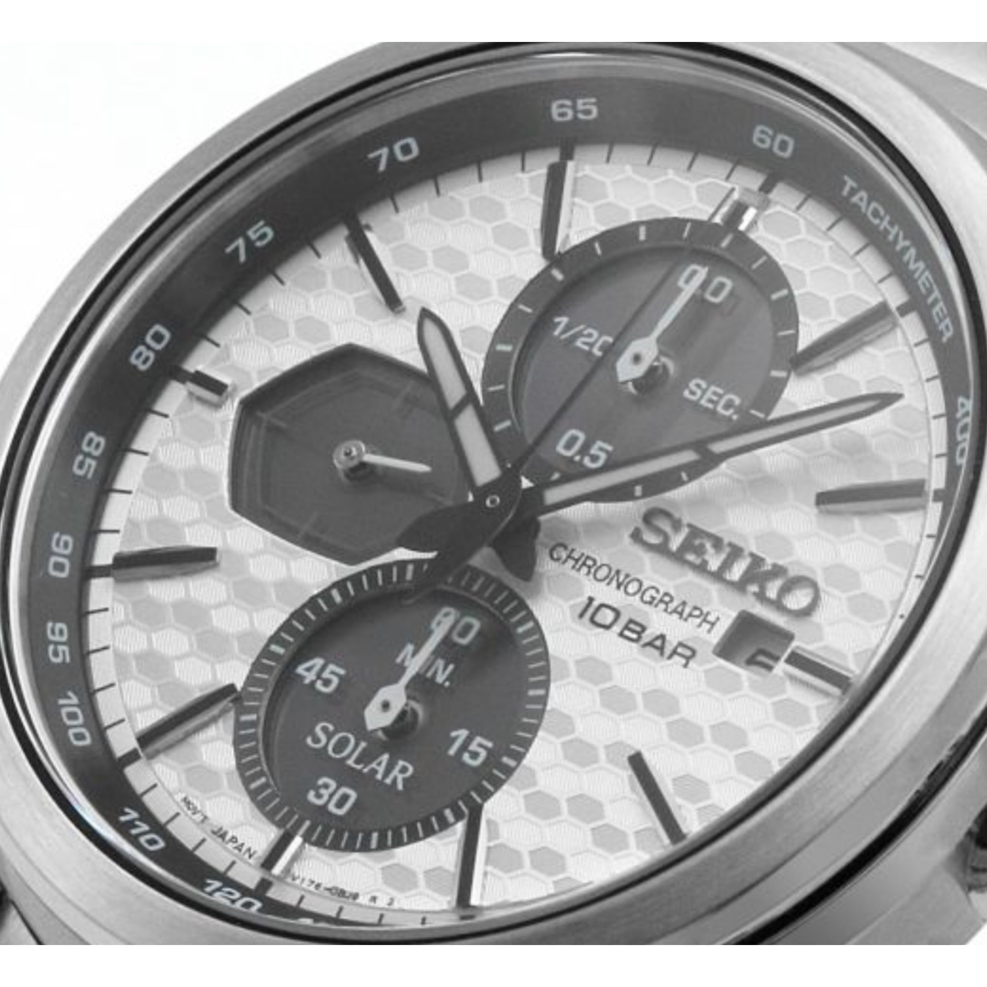 Seiko Conceptual Solar Quartz White/Silver Chronograph Dial Steel Bracelet Men’s Watch SSC769P1