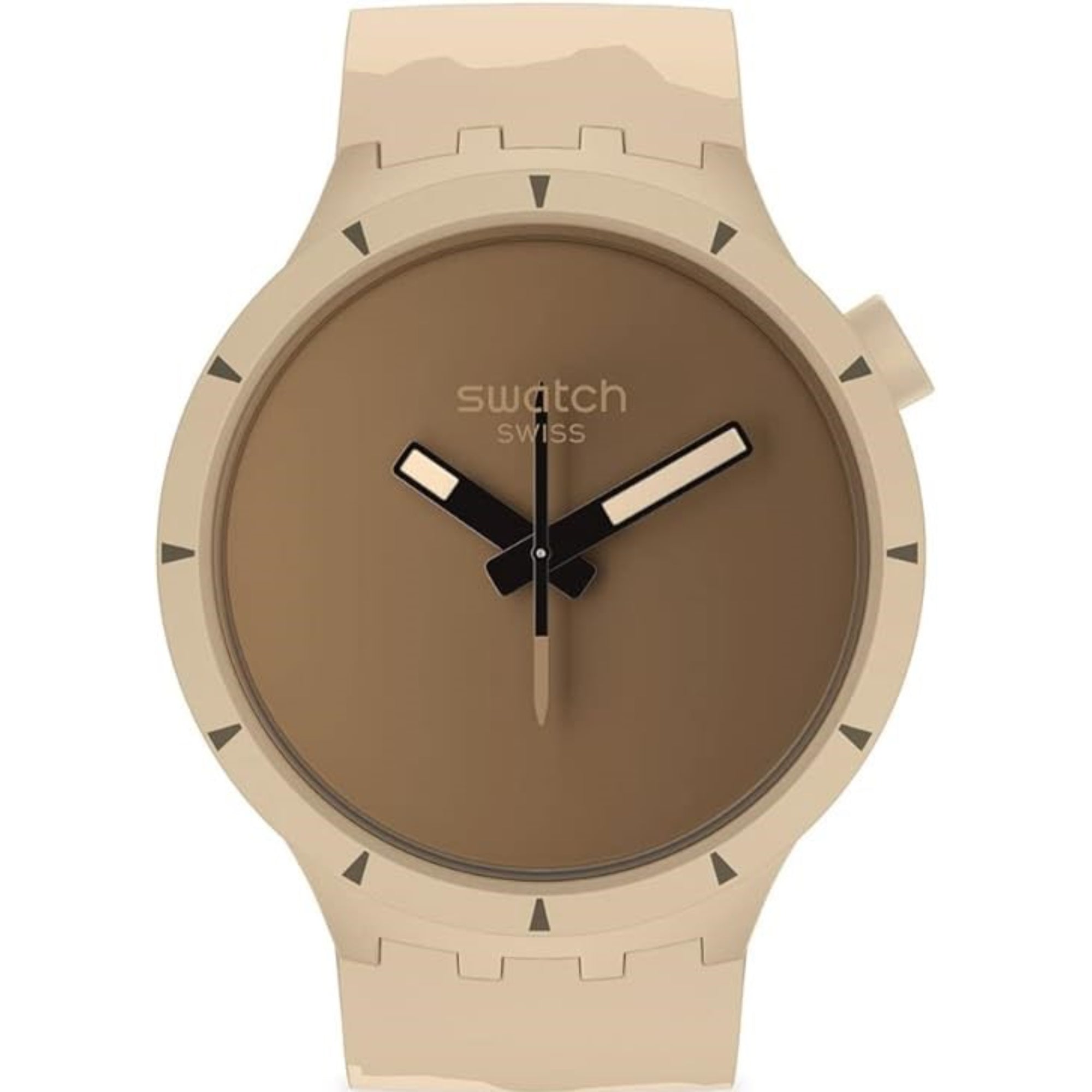 Swatch Big Bold Bioceramic Desert Quartz Beige Dial Silicone Strap Unisex Watch SB03C101