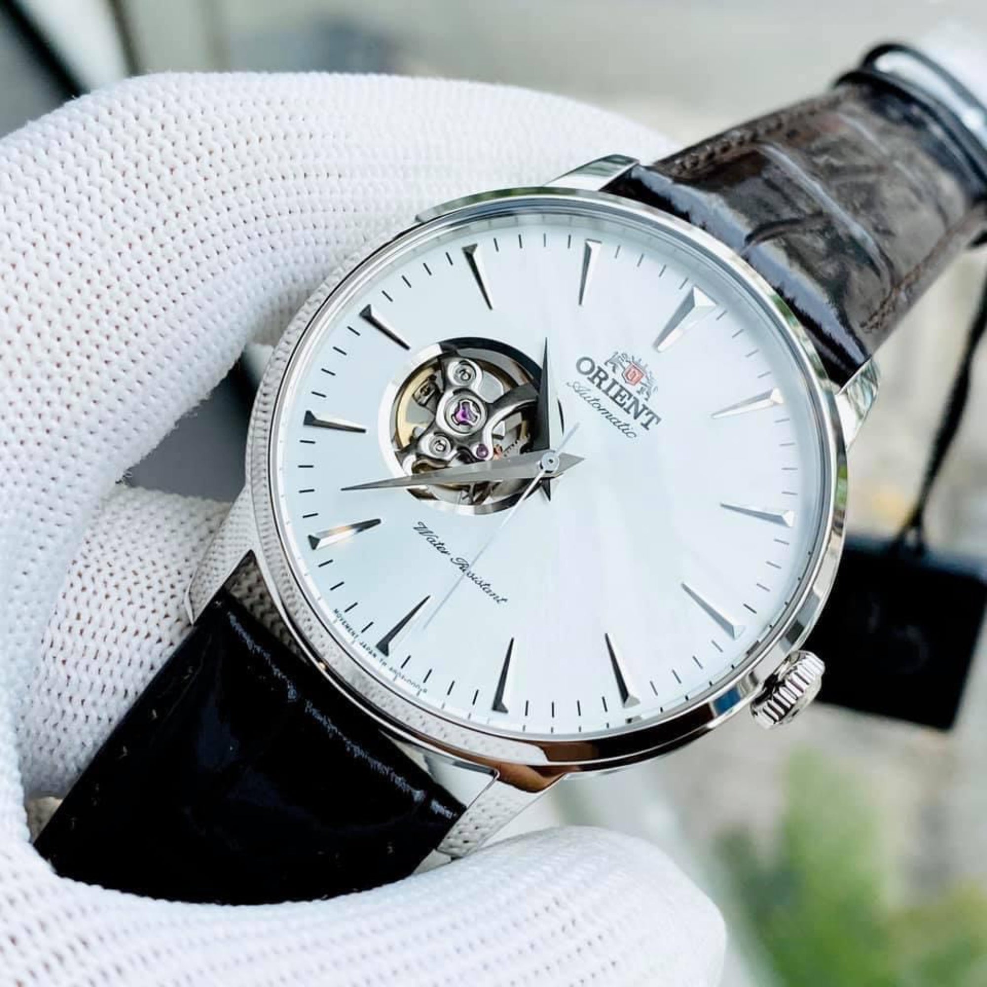 Orient Esteem II Contemporary Open Heart Automatic White Dial Men’s Watch TAG02005W0