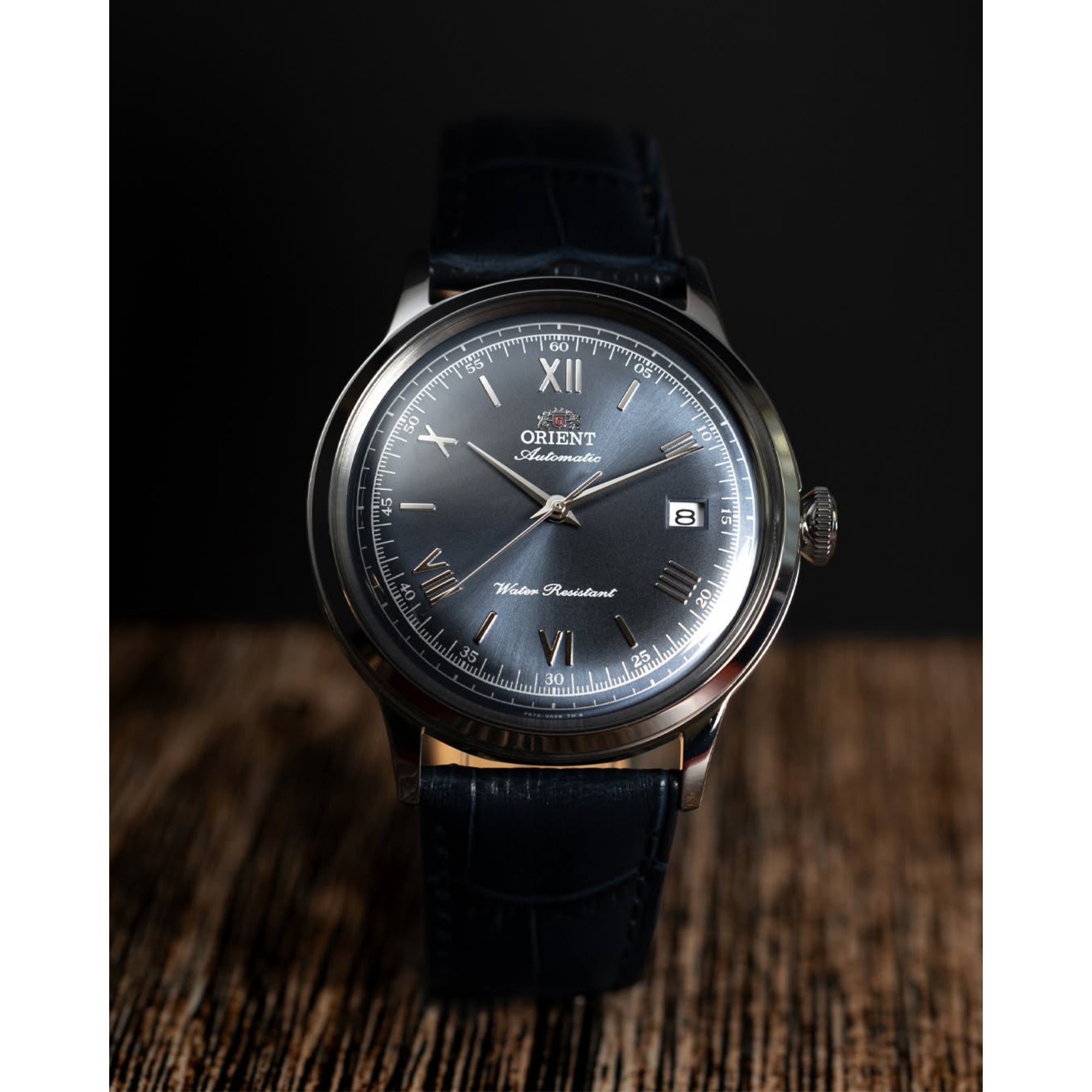 Orient Bambino Classic Vintage Style Navy Blue Dial Leather Strap Men's Watch RA-AC0024L30B