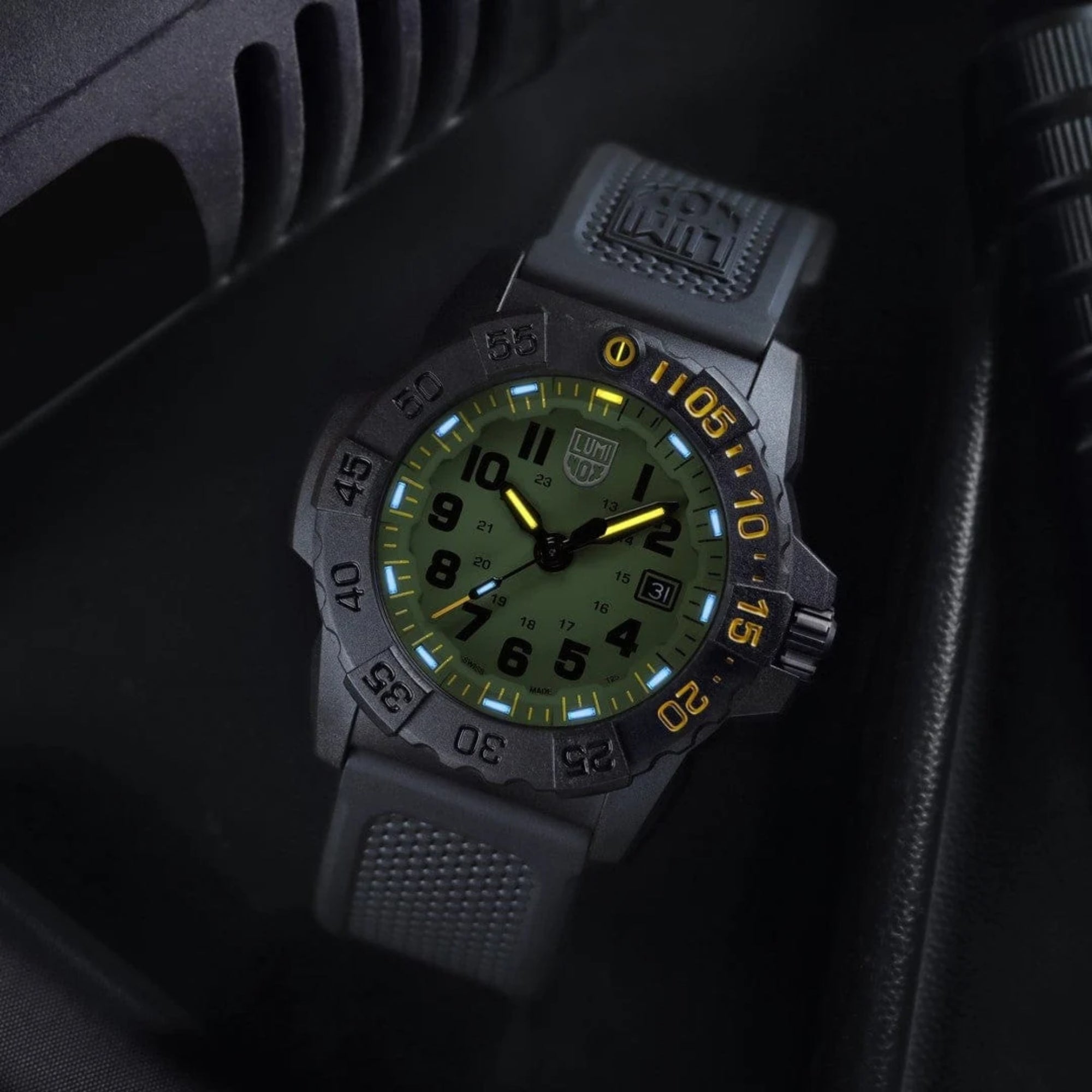 Luminox Navy SEAL Foundation Series Grünes Zifferblatt Gummiarmband Herrenarmbanduhr XS.3517.NSF.SET