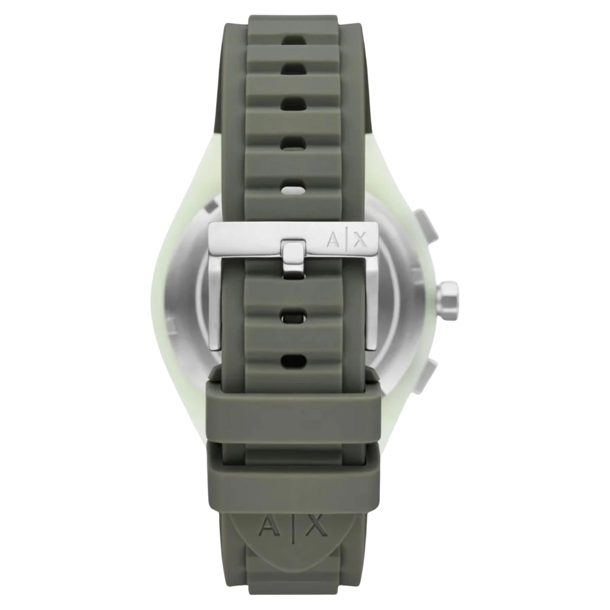 Armani Exchange Sync 44mm Chronograph Khaki Green Dial Silicone Mens Quartz Watch AX4171