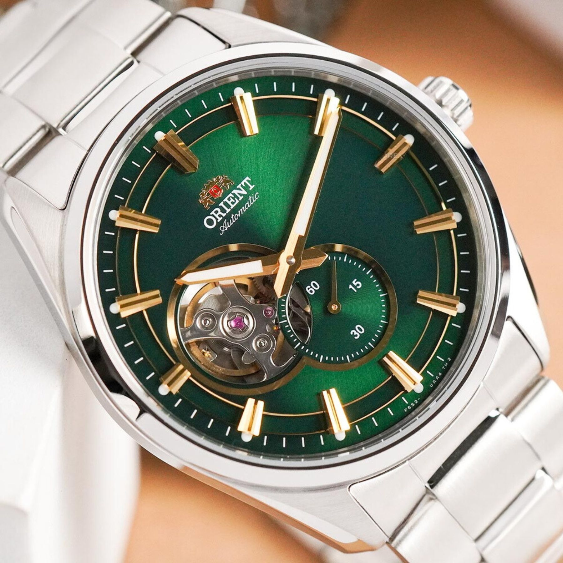 Orient Semi Skeleton Contemporary Green Dial Men’s Watch RA-AR0008E30B