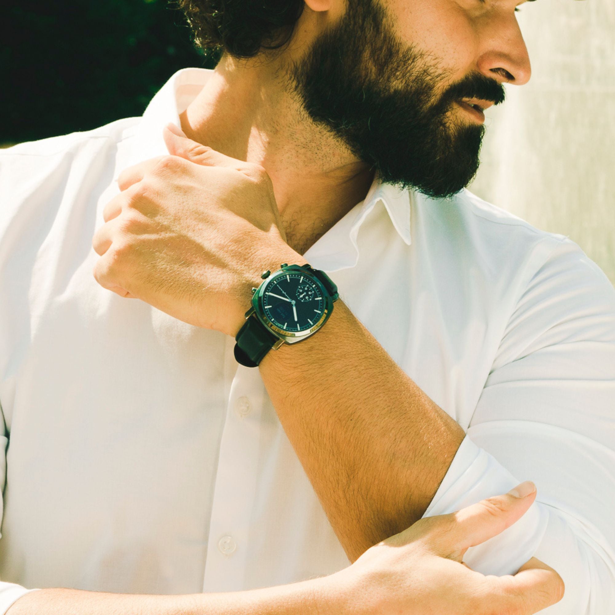 Pininfarina Senso Hybrid Slate Black Dial Leather Strap Men’s Smart Watch PMH01A-04