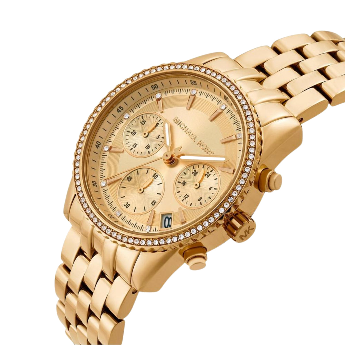 Michael Kors Mini Bryant Chronograph Gold Dial Gold-Tone Stainless Steel Strap Ladies Watch MK7530